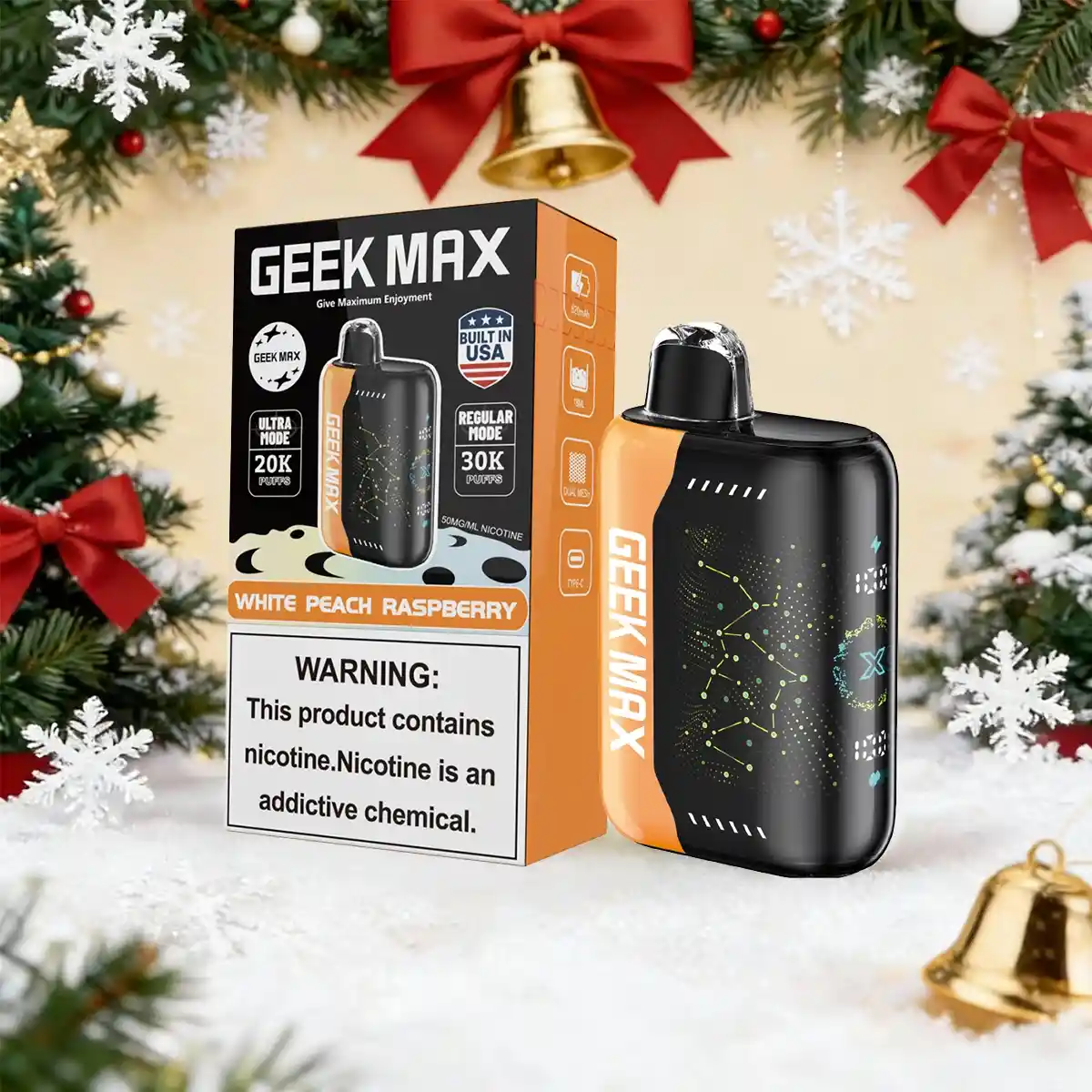 White Peach Raspberry | Geek Max 30000 Puffs Disposable Vape - JNR VAPES OFFICIAL