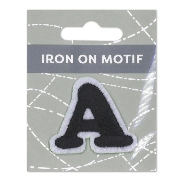 Sullivans Iron On Motif, Black A- 35mm