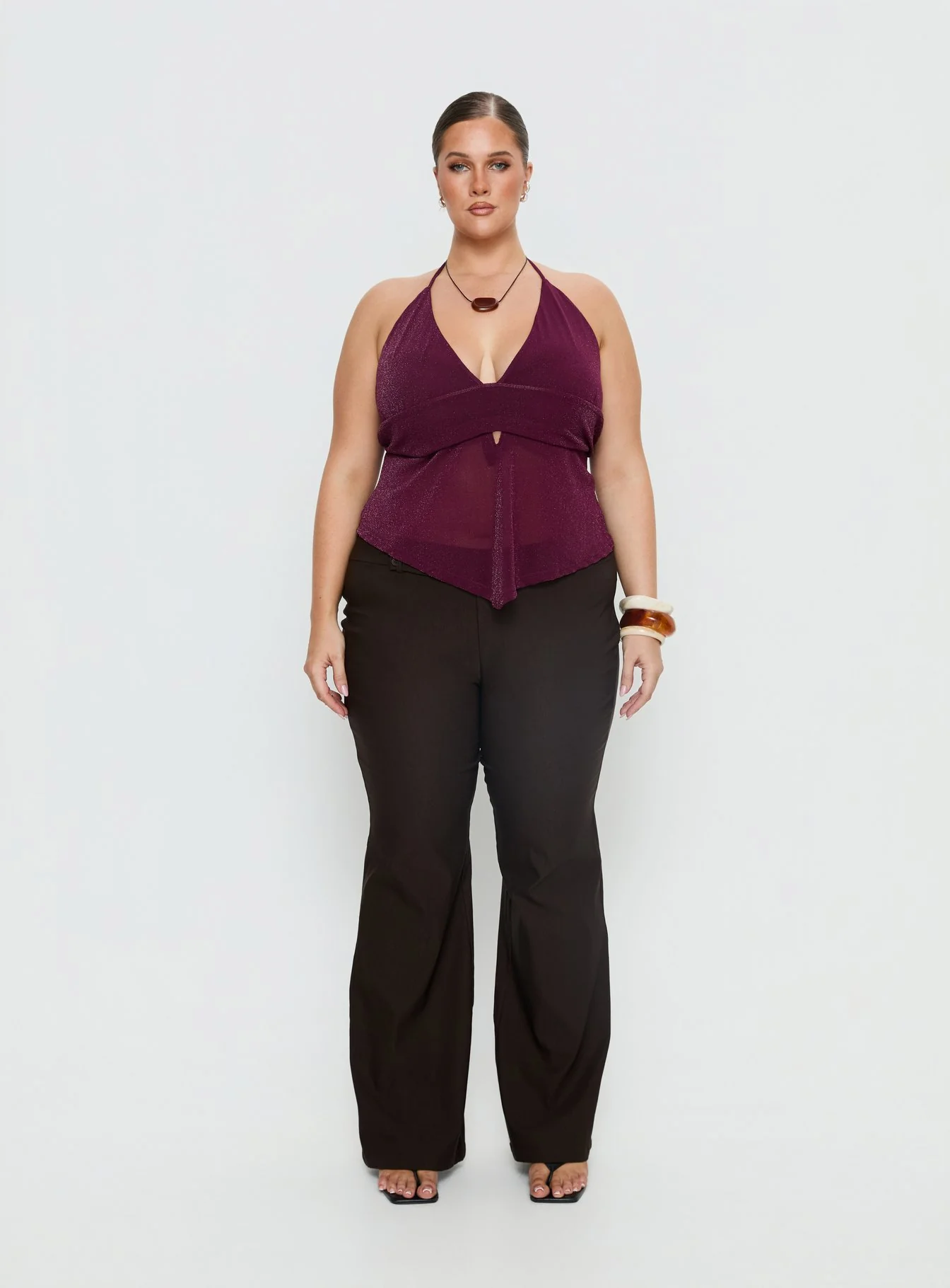 Averee Halter Top Plum Sparkle Curve