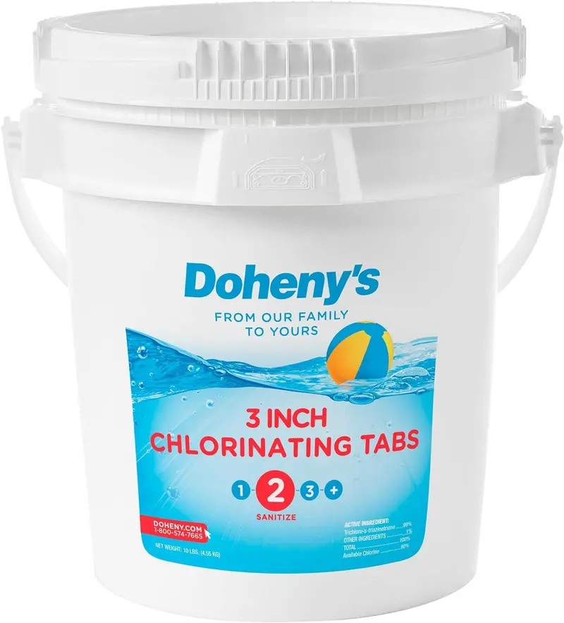 Tabletki stabilizowanego chloru Doheny Premium 3, 99% czystego trichloru, powoli rozpuszczające się, pakowane pojedynczo, wiadro 22,7 kg (50 funtów)