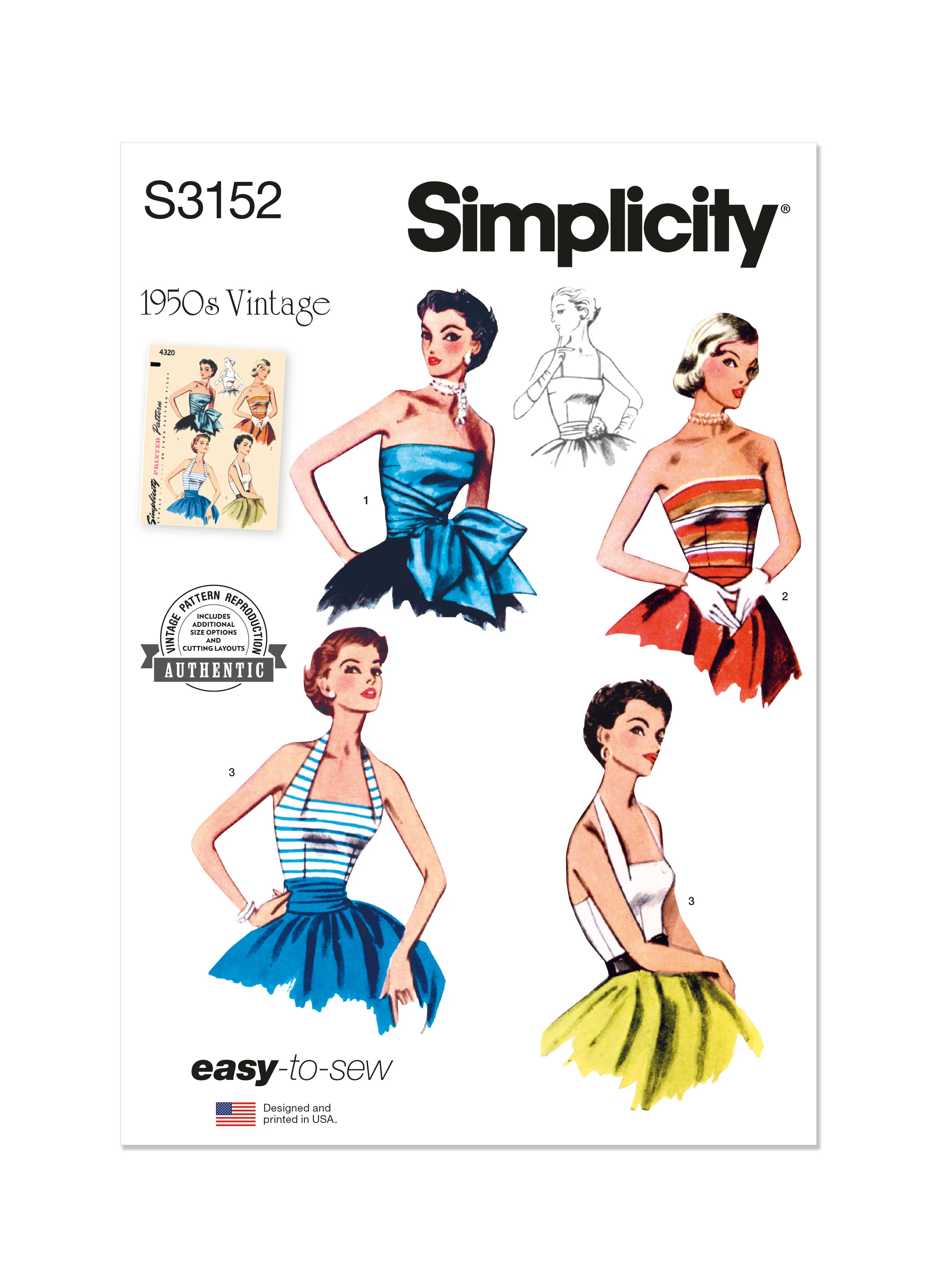 Simplicity Pattern S3152 1950s Misses