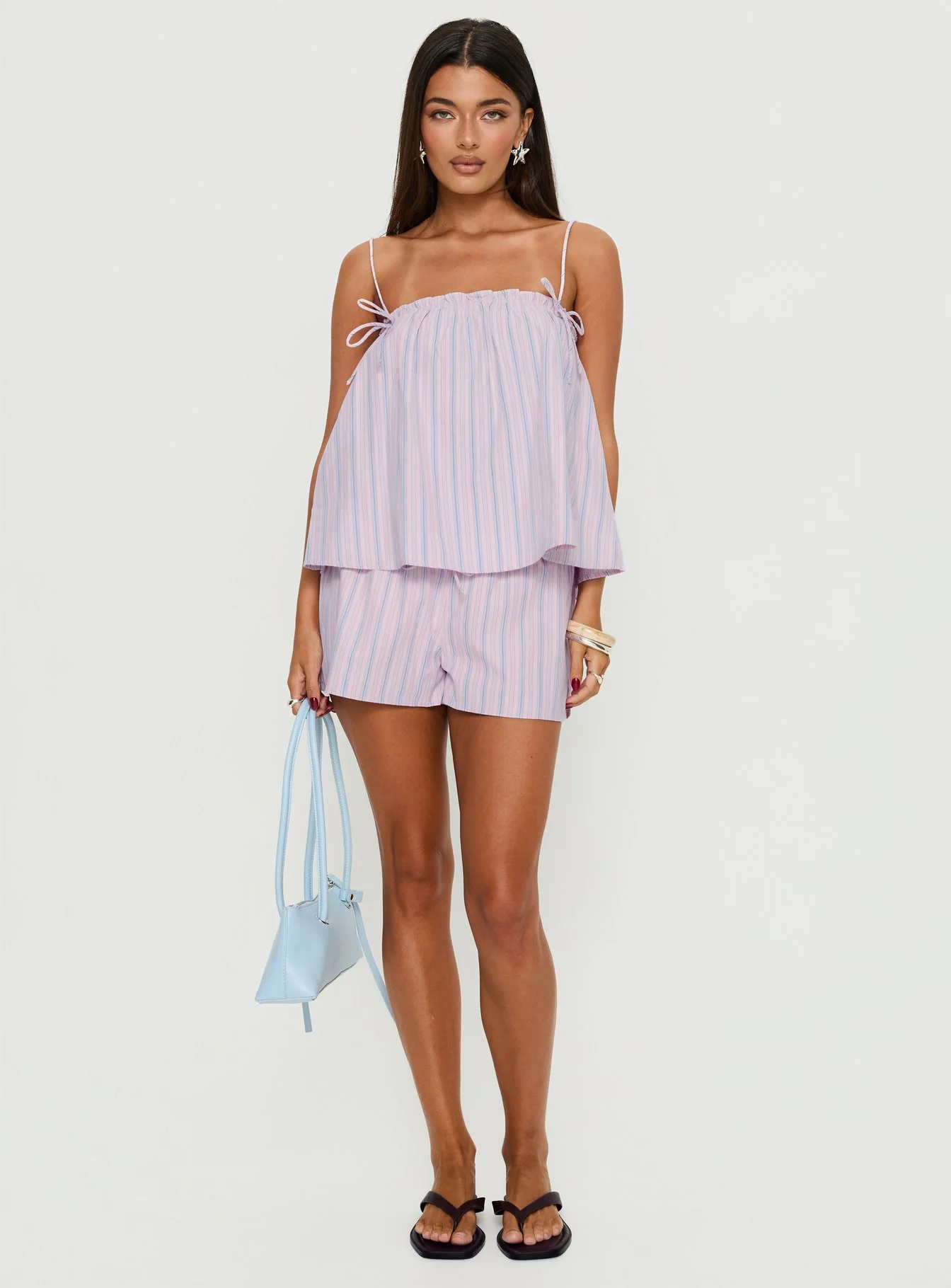 Pepita Flowy Frill Top Pink Stripe