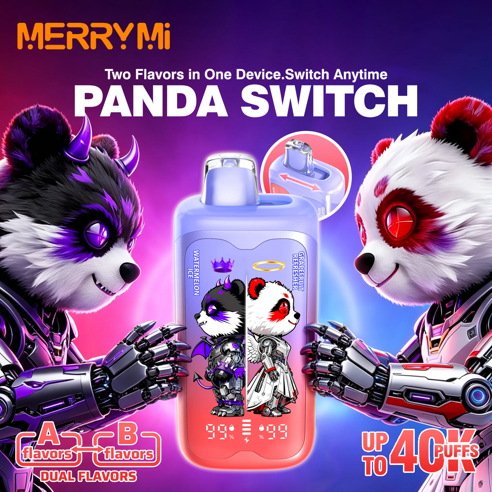MerryMi Panda Twins 40K oplaadbare wegwerpvape (alle smaken)