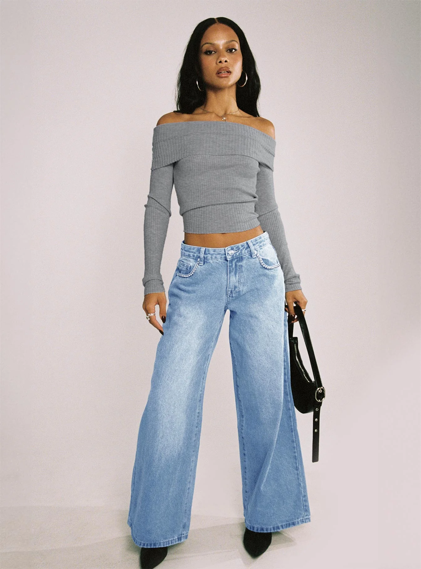 Pearlisle Low Rise Baggy Jeans Light Wash