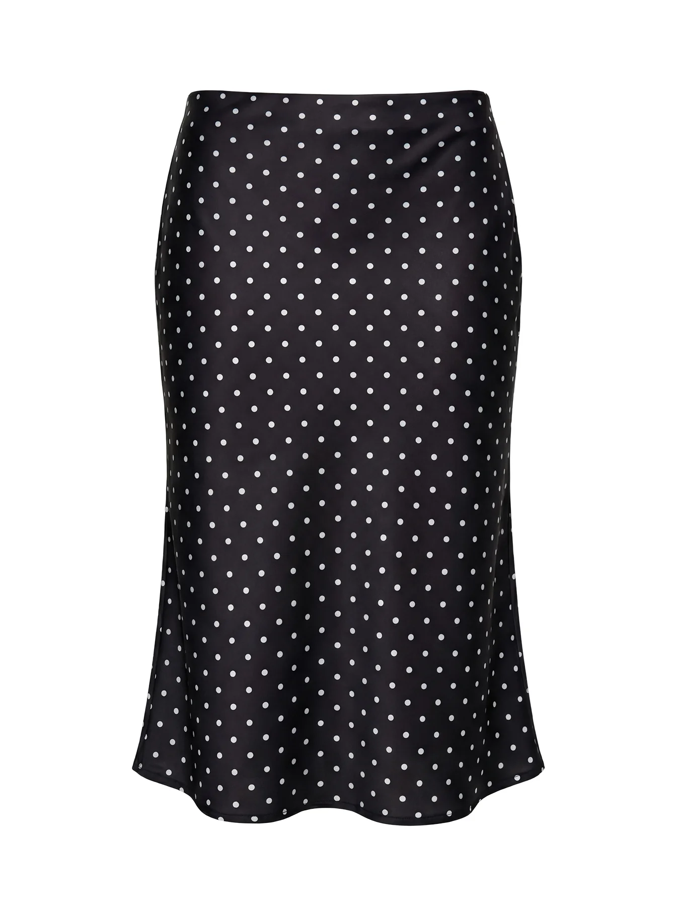 Somani Satin Midi Skirt Black Polka Dot