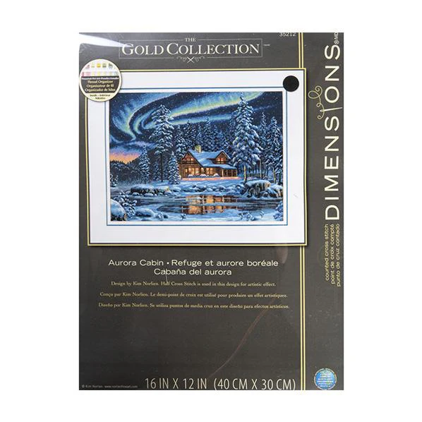 Dimensions Stitch Kit, Aurora Cabin- 40 x 30cm