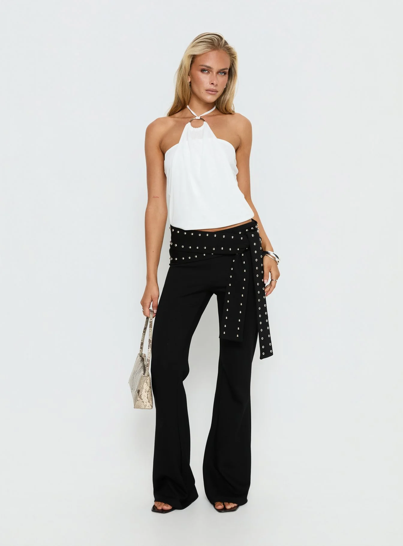 Hedlea Draped Ring Detail Top White
