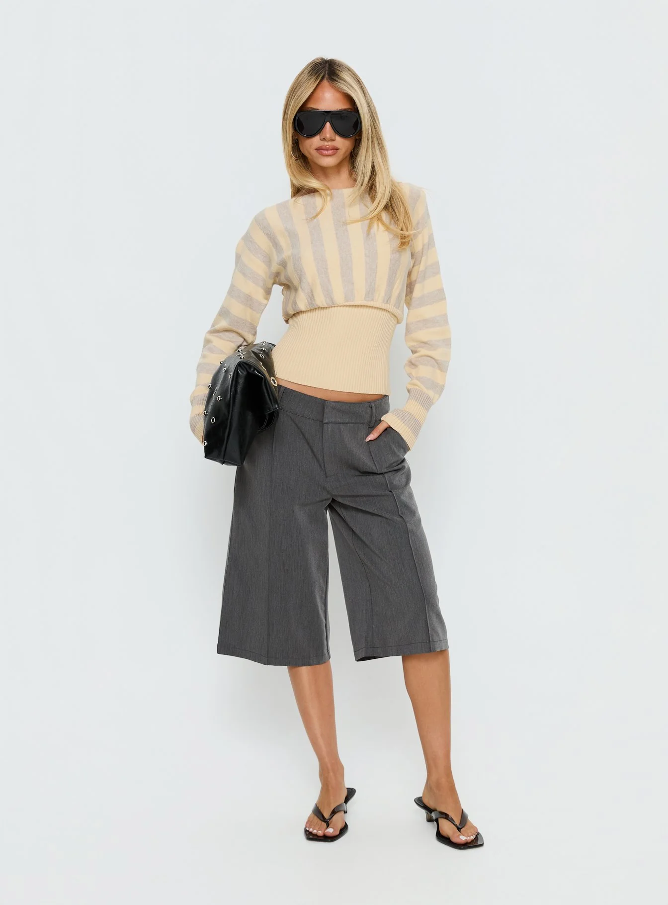 Finlea Cinched Long Sleeve Top Yellow Stripe