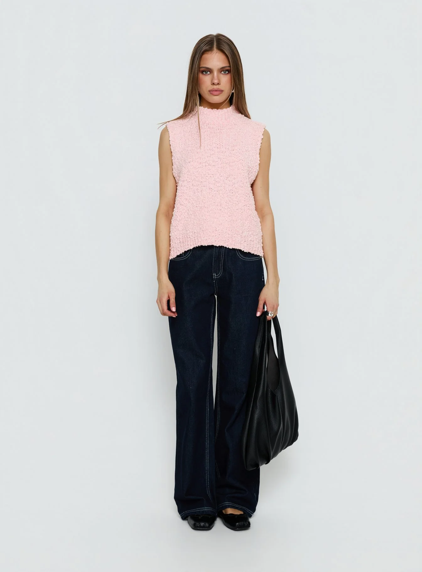 Lanette High Neck Sleeveless Top Soft Pink