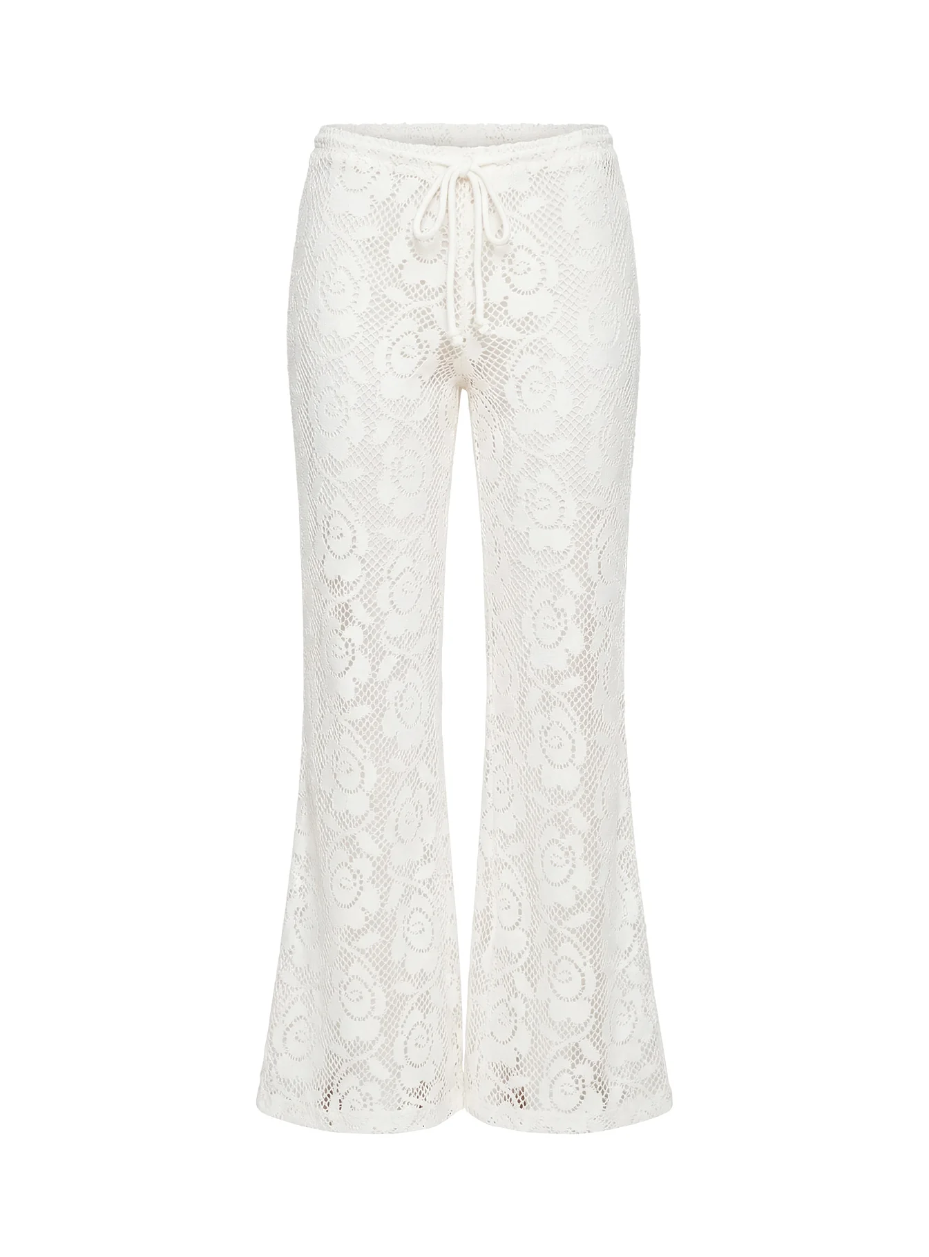 Rosadonna Lace Flare Pants Cream