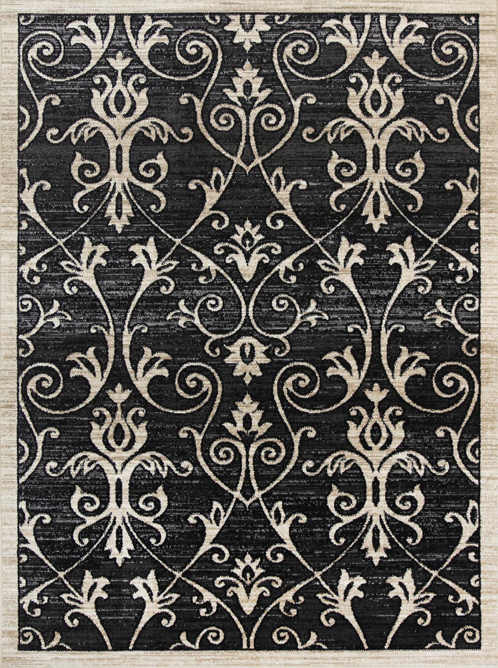 Ario Lattice Traditional Black and Cream Rug