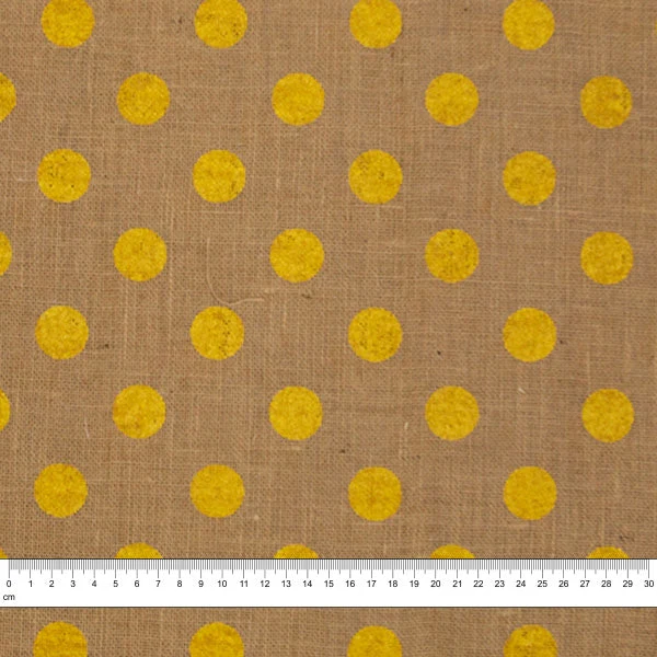 Metallic Print Hessian Fabric, Polka Spots- Width 129.5cm