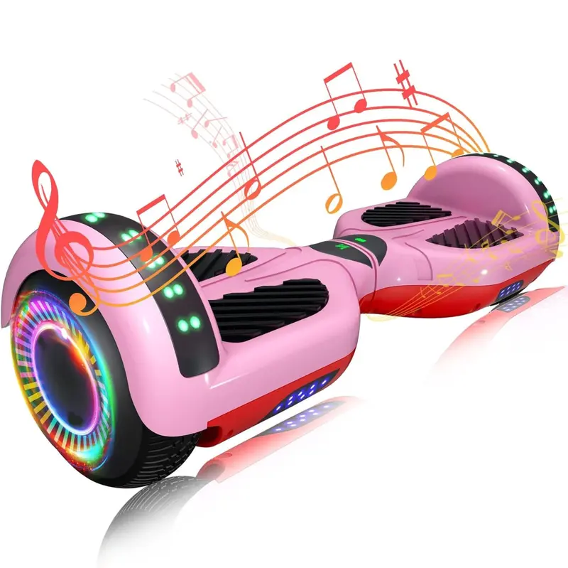 Inteligentny hoverboard z dwoma silnikami o mocy 250 W, sterowaniem za pomocą aplikacji Bluetooth i oświetleniem LED RGB.