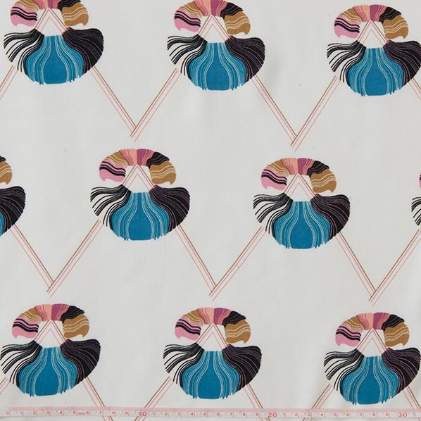 Rustic Rayon Fabric, Ivory Design- Width 140cm