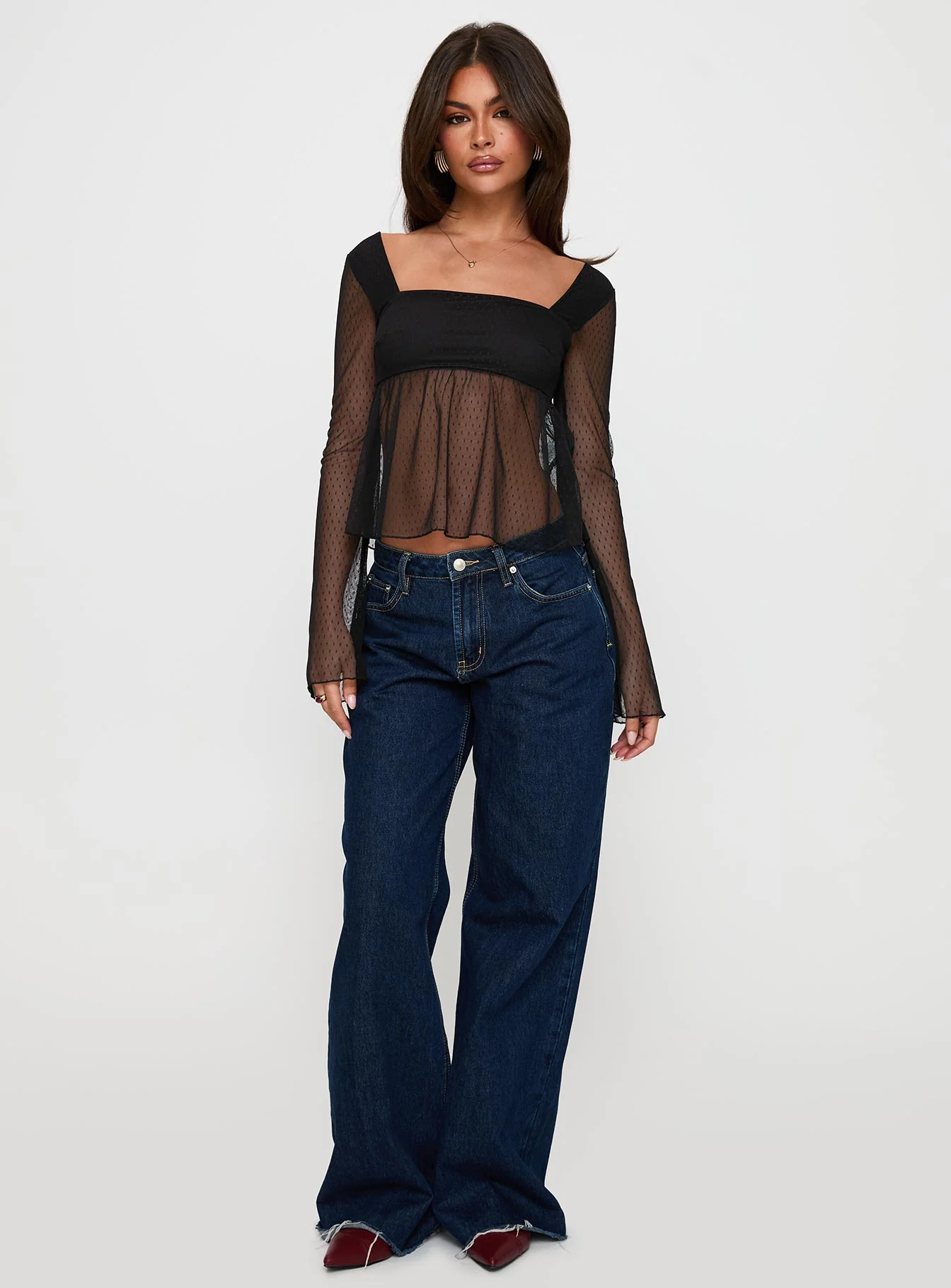 Fiorello Long Sleeve Top Black