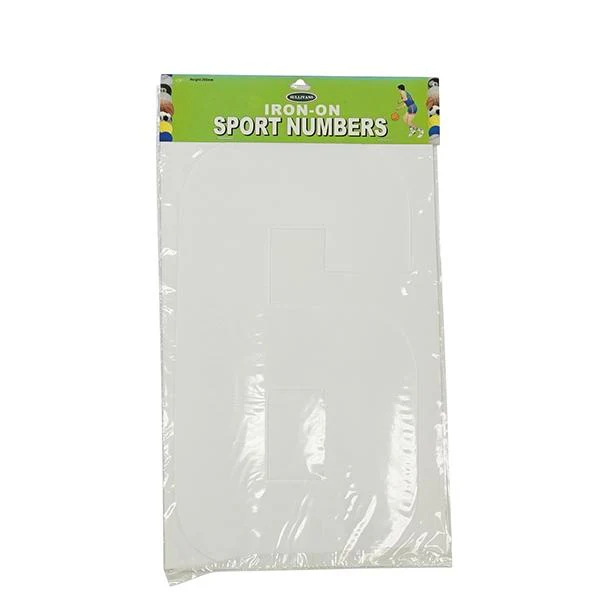 Iron On Number 6, White- 30cm