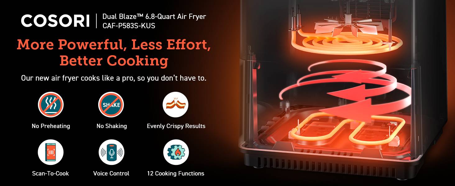 More Powerful. Less Effort. Better Cooking.Our new air fryer cooks like a pro. so you don't have to.