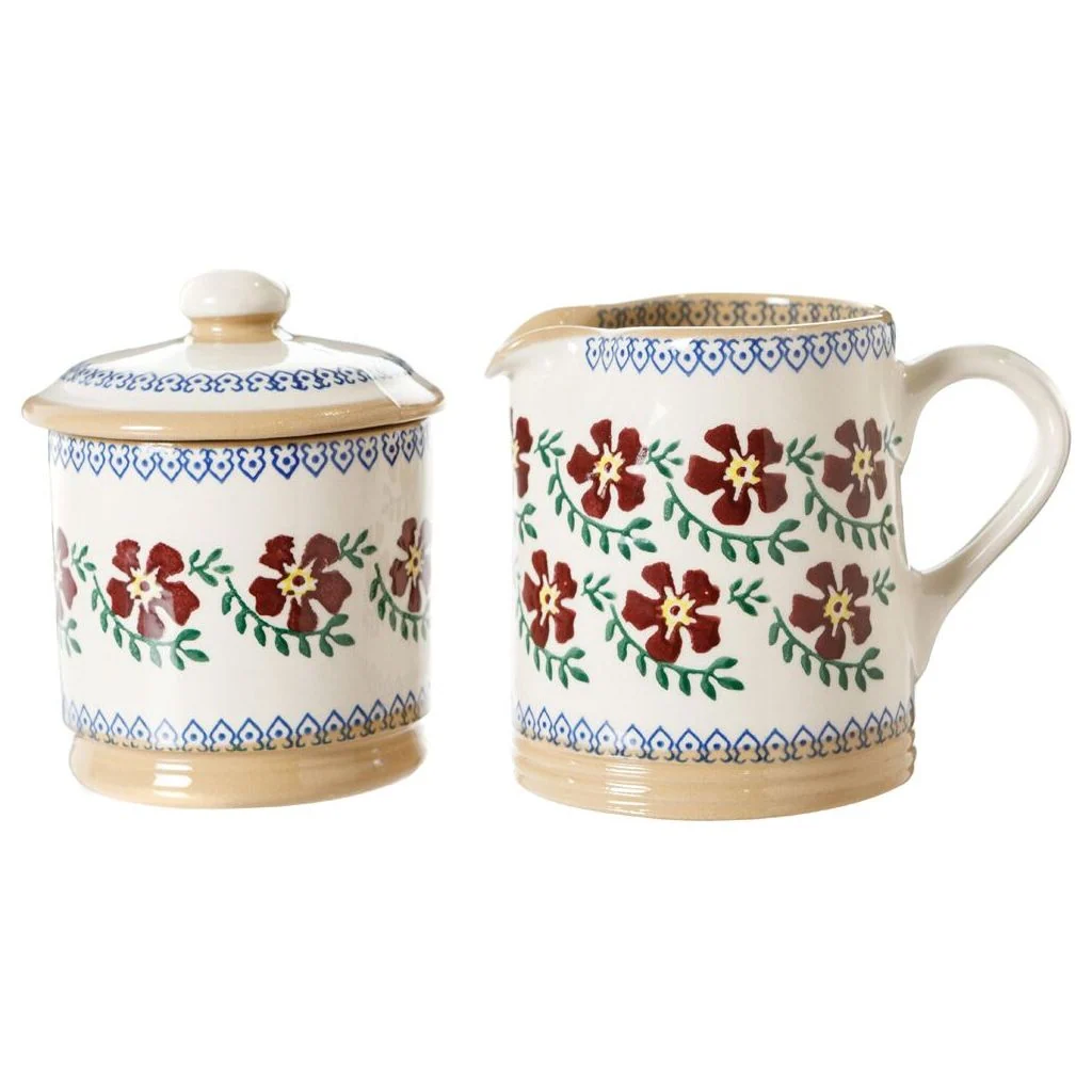 Lidded Sugar Bowl and Small Cylinder Jug