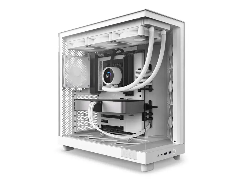 Kompaktowa obudowa typu mid-tower NZXT H6 FLOW, biała, dwukomorowa, zoptymalizowany przepływ powietrza, szkło hartowane