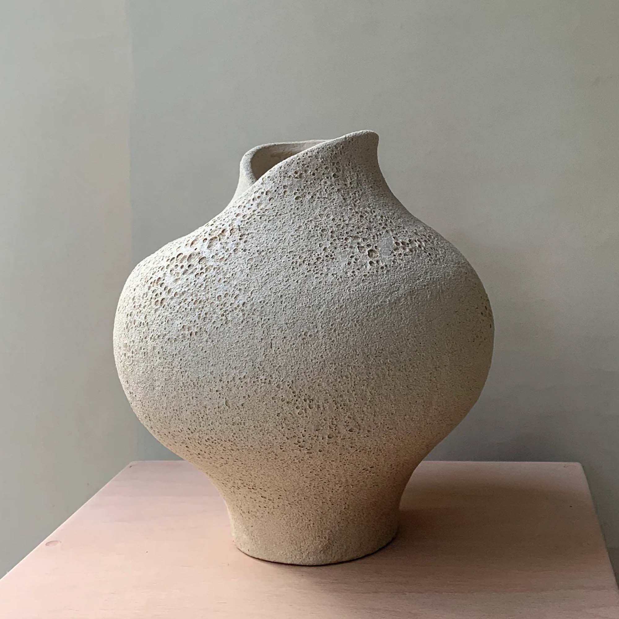 White Moon Textured Ceramic Vase