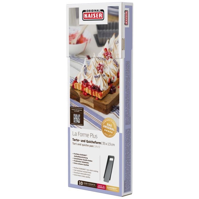 KAISER La Forme Plus Rectangular Tart & Quiche Pan with removable base, 35 x 13 cm