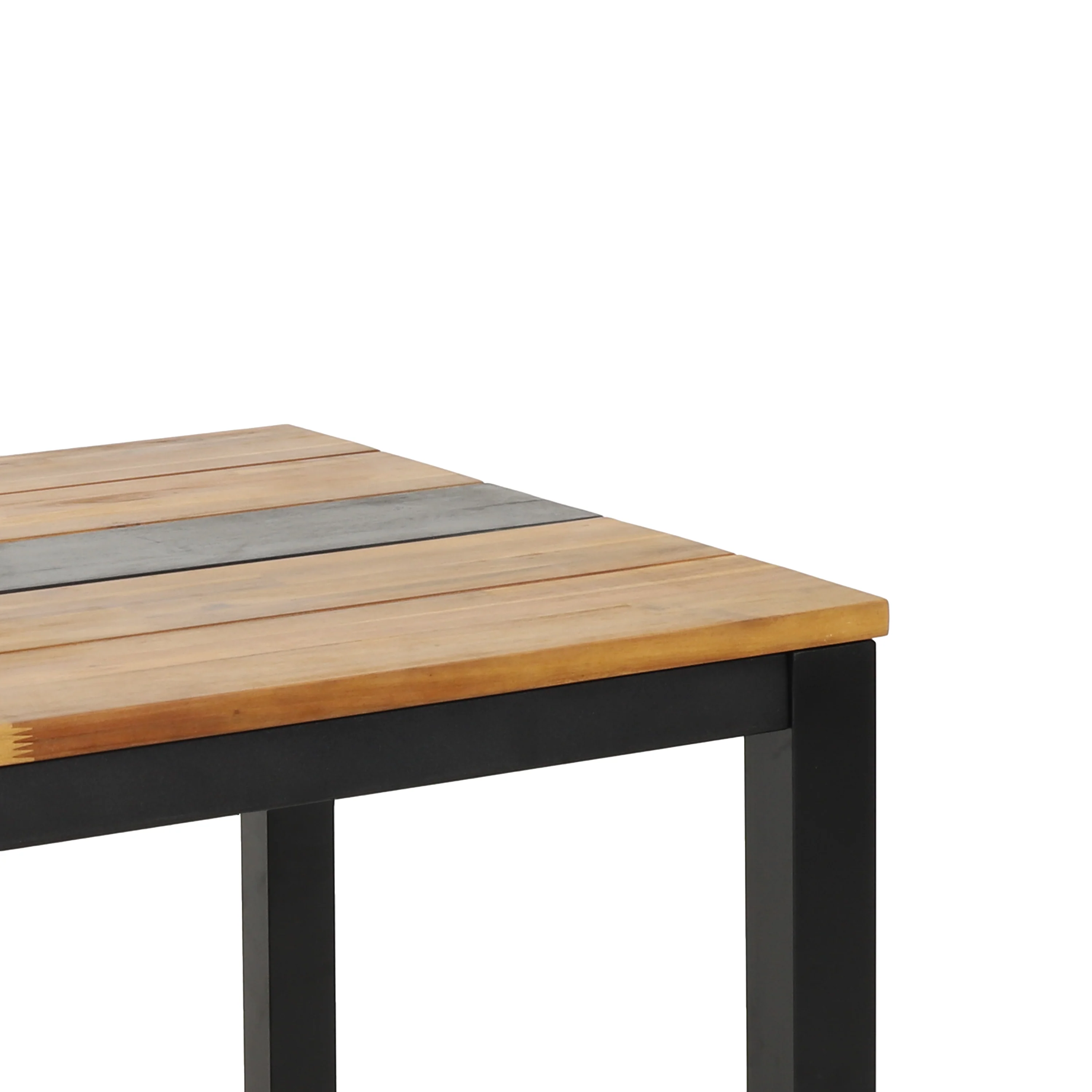 Colcord Outdoor Modern Industrial Acacia Wood Dining Table, Teak and Black - furnishings