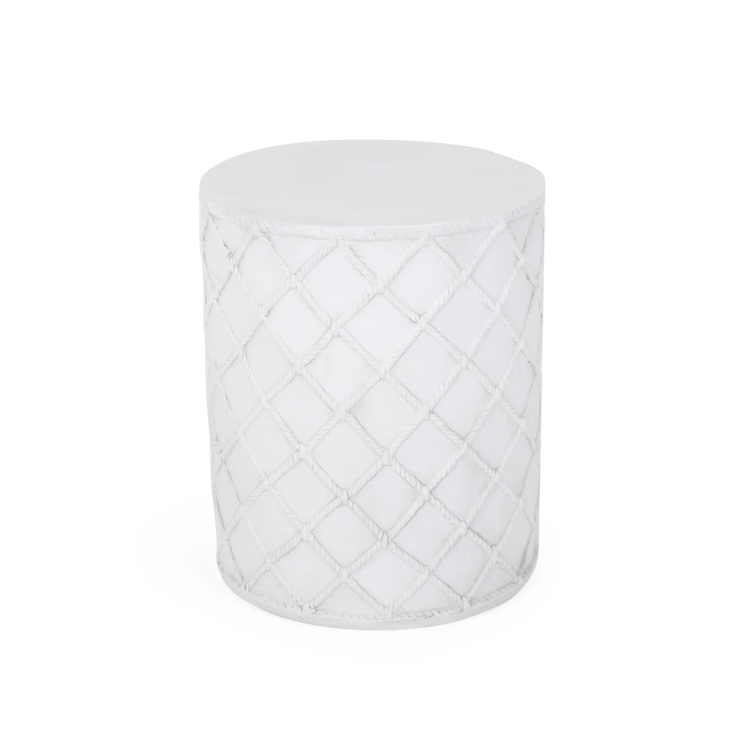 Ospery Outdoor Lightweight Concrete Side Table, Antique White - furnishings