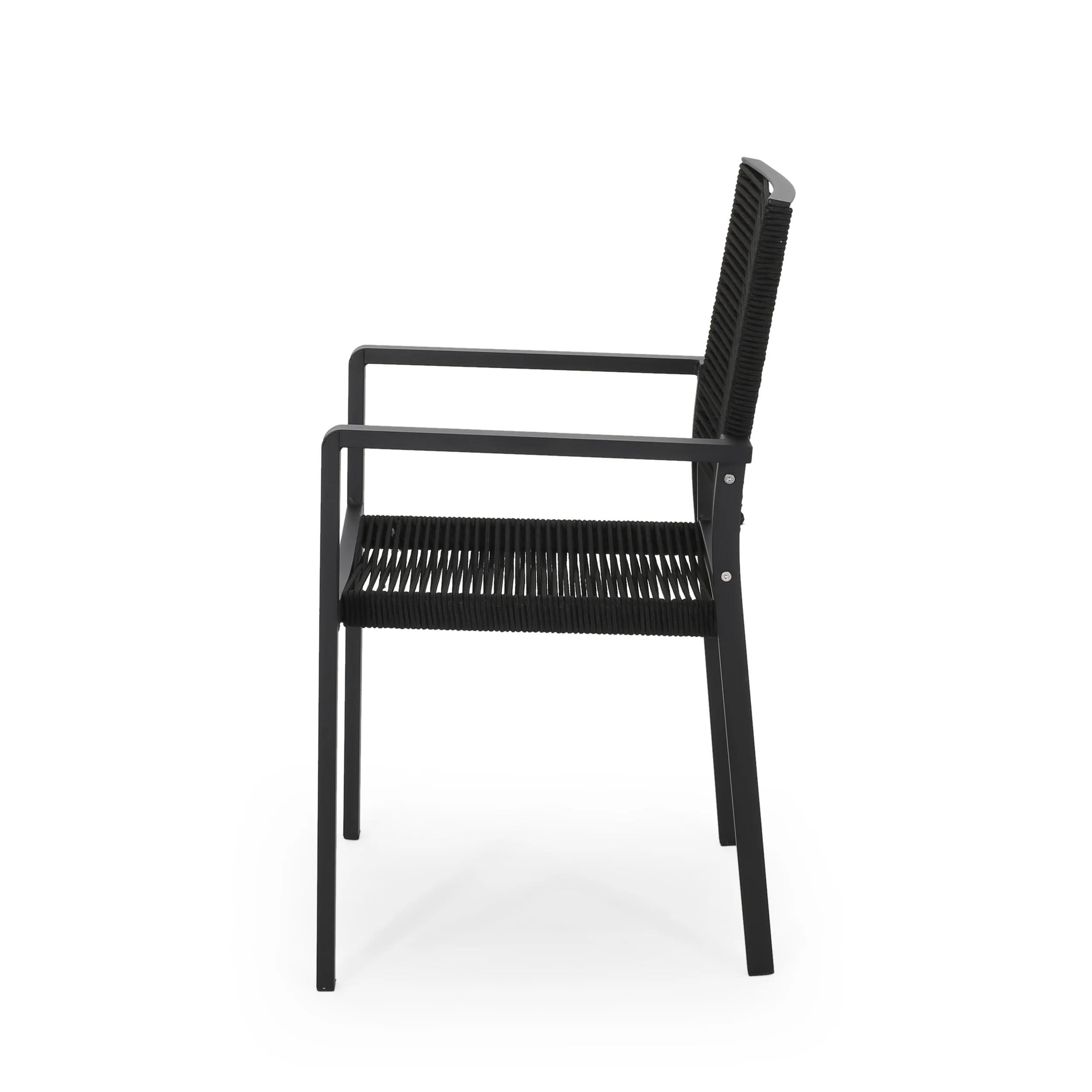 Lillian Outdoor Modern Aluminum Dining Chair with Rope Seat (Set of 2) - furnishings
