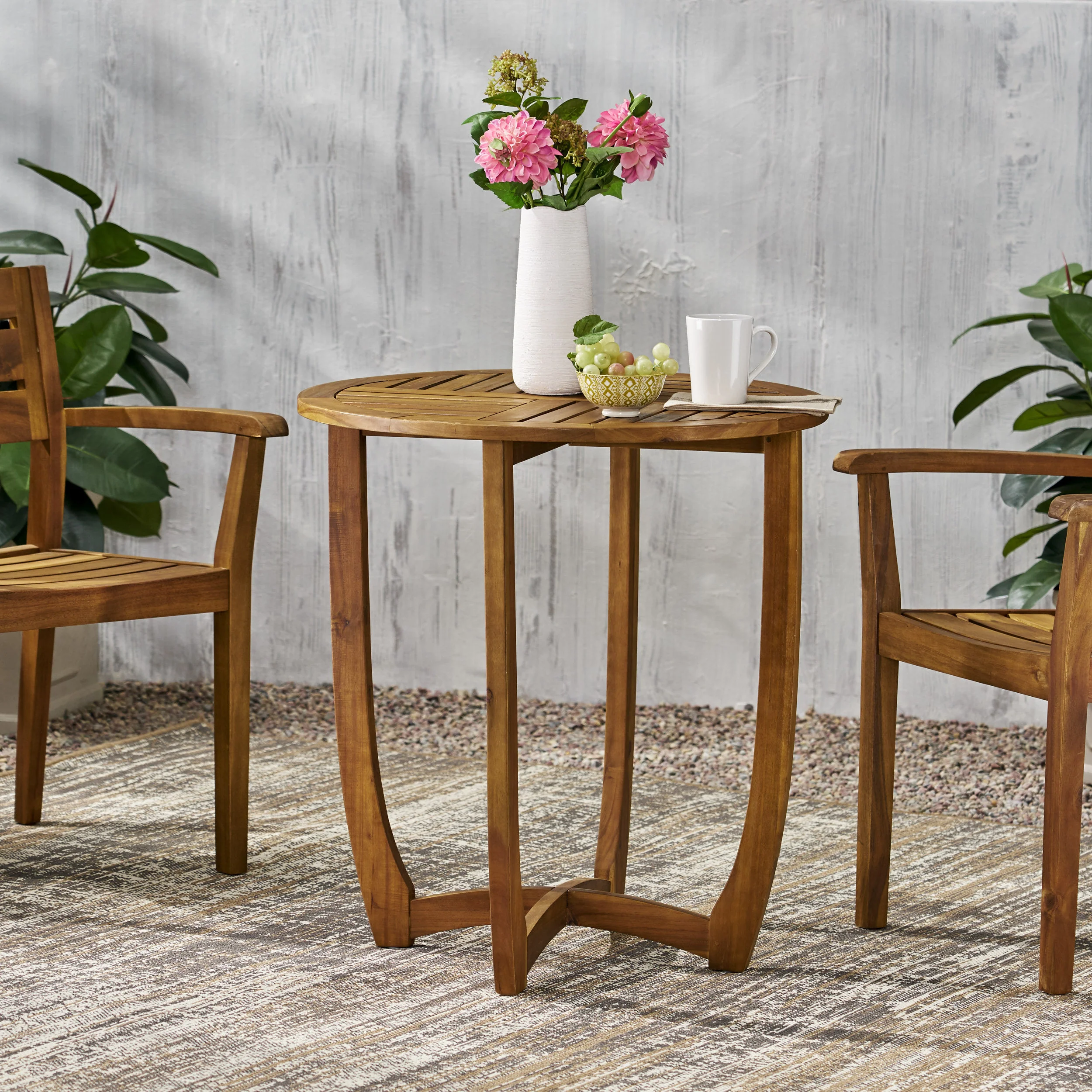 Navarro Outdoor Acacia Wood Bistro Table, Teak - furnishings