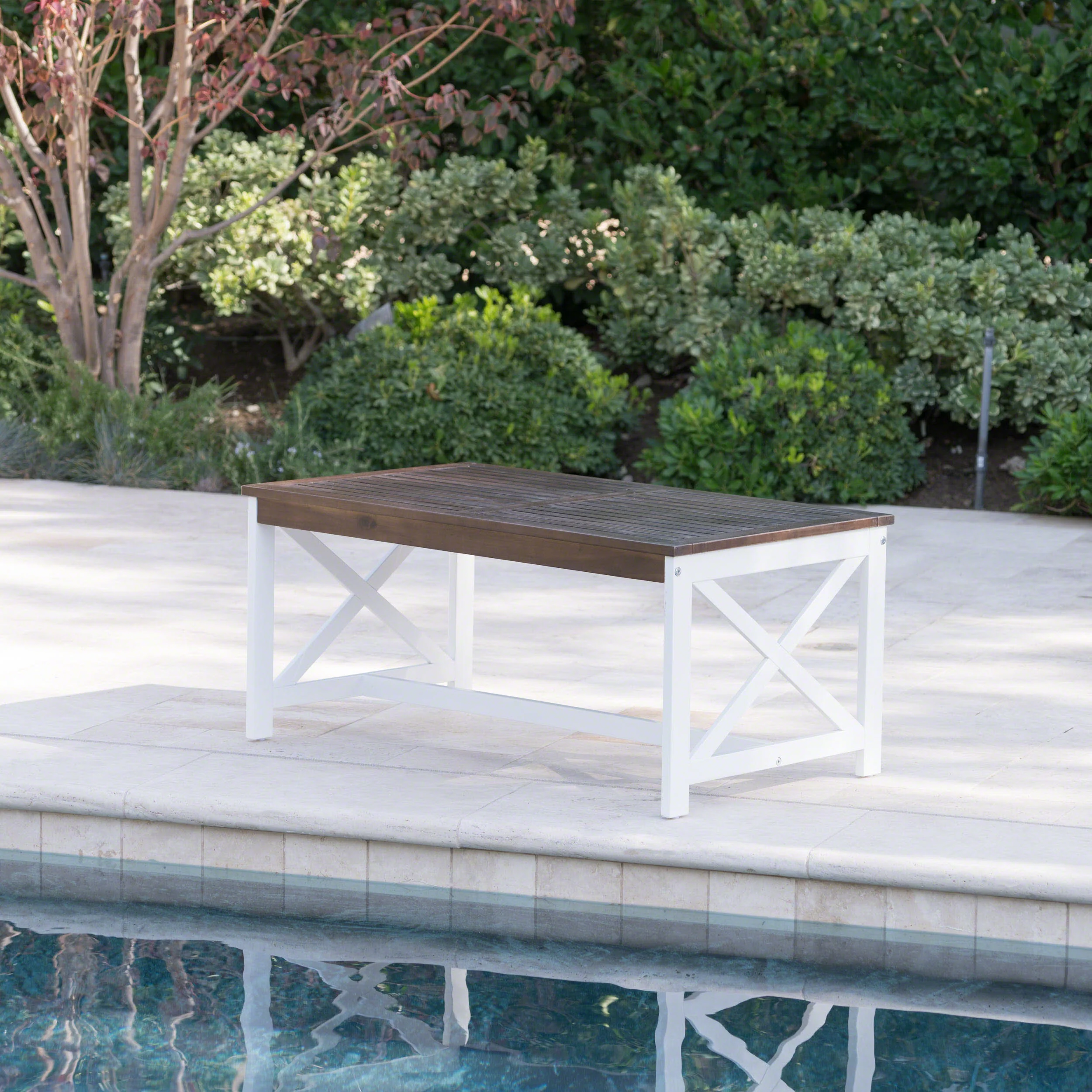 Ismus Outdoor Finished Acacia Wood Coffee Table - furnishings