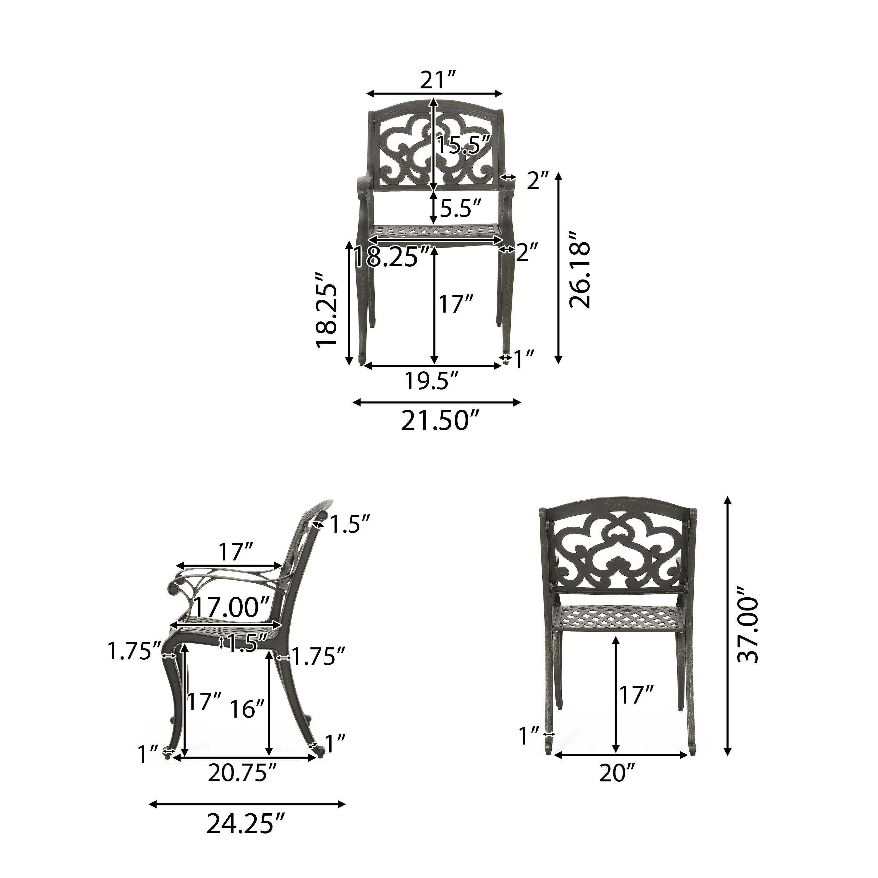 Carlton Outdoor Cast Aluminum Dining Chairs (Set of 2), Patina Copper - furnishings