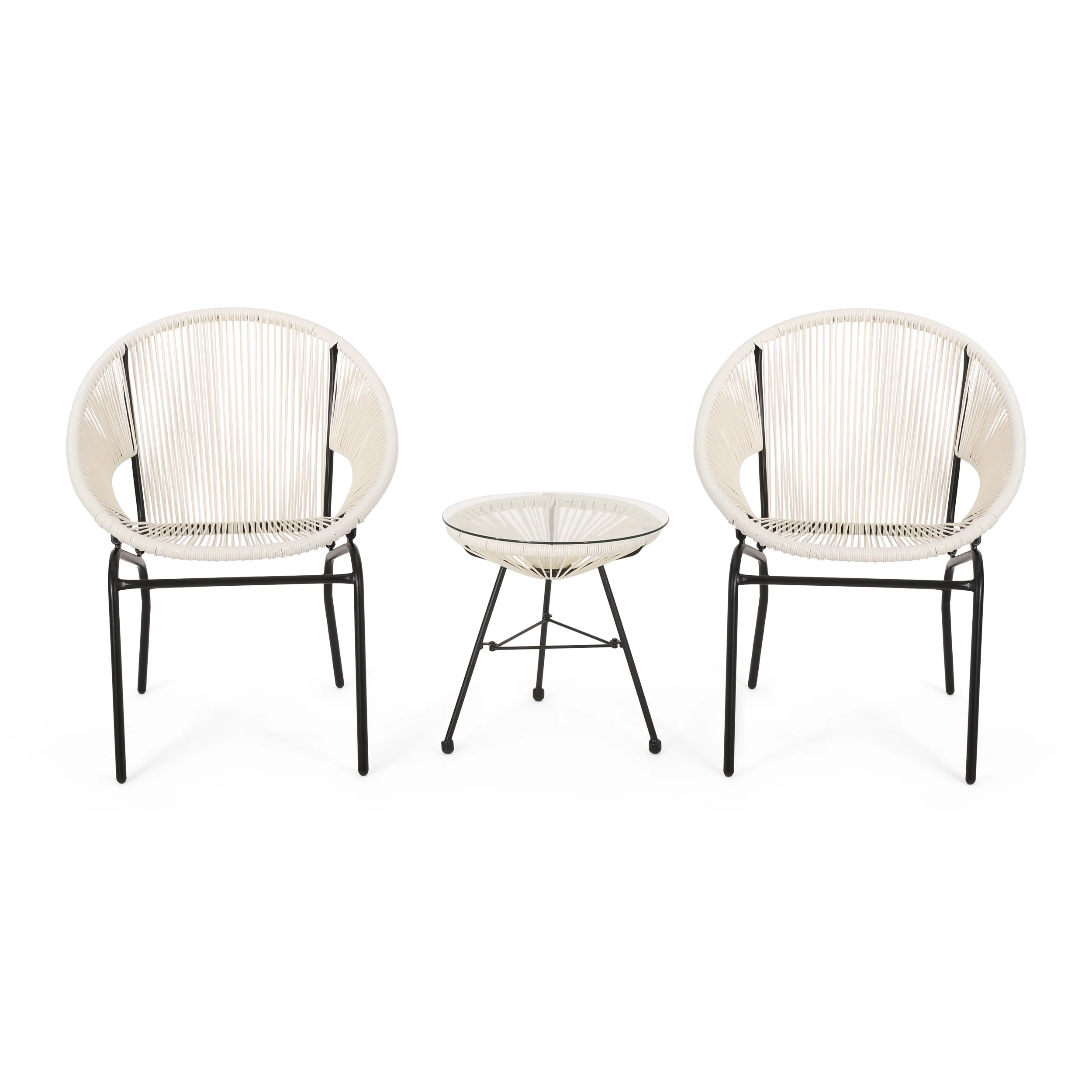 Maud Outdoor Modern 2 Seater Faux Rattan Chat Set - furnishings