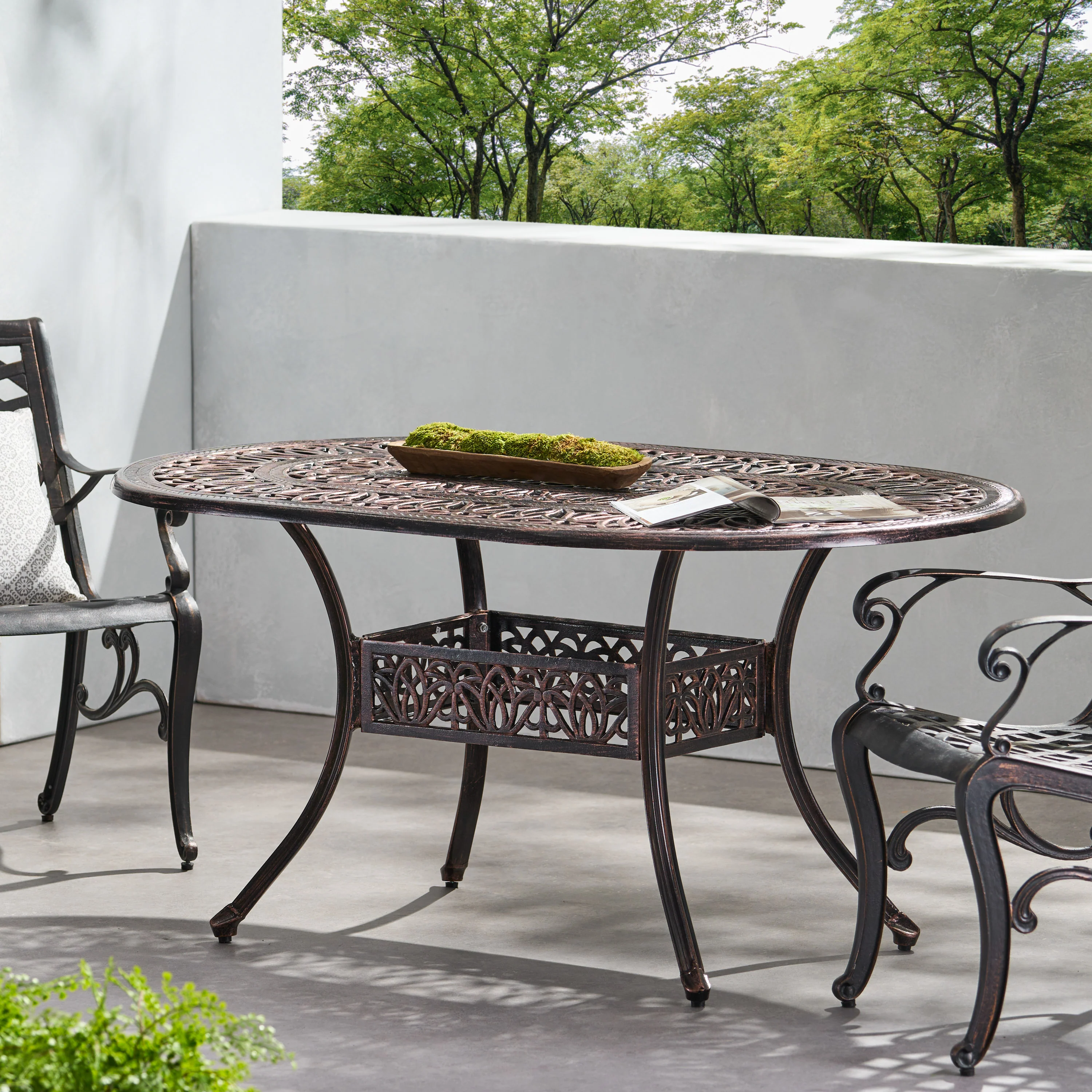 Jameson Home Haitian Outdoor Cast Aluminum Oval Dining Table - furnishings