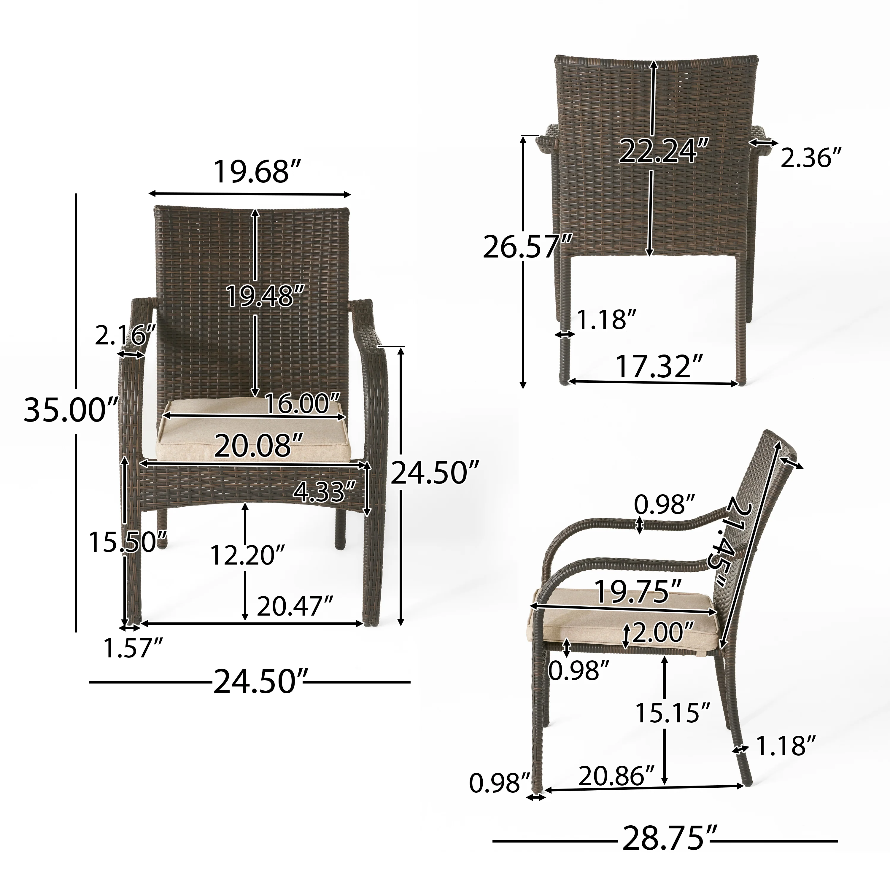 Florianopolis Brown Wicker Stacking Chairs (Set of 4) - furnishings