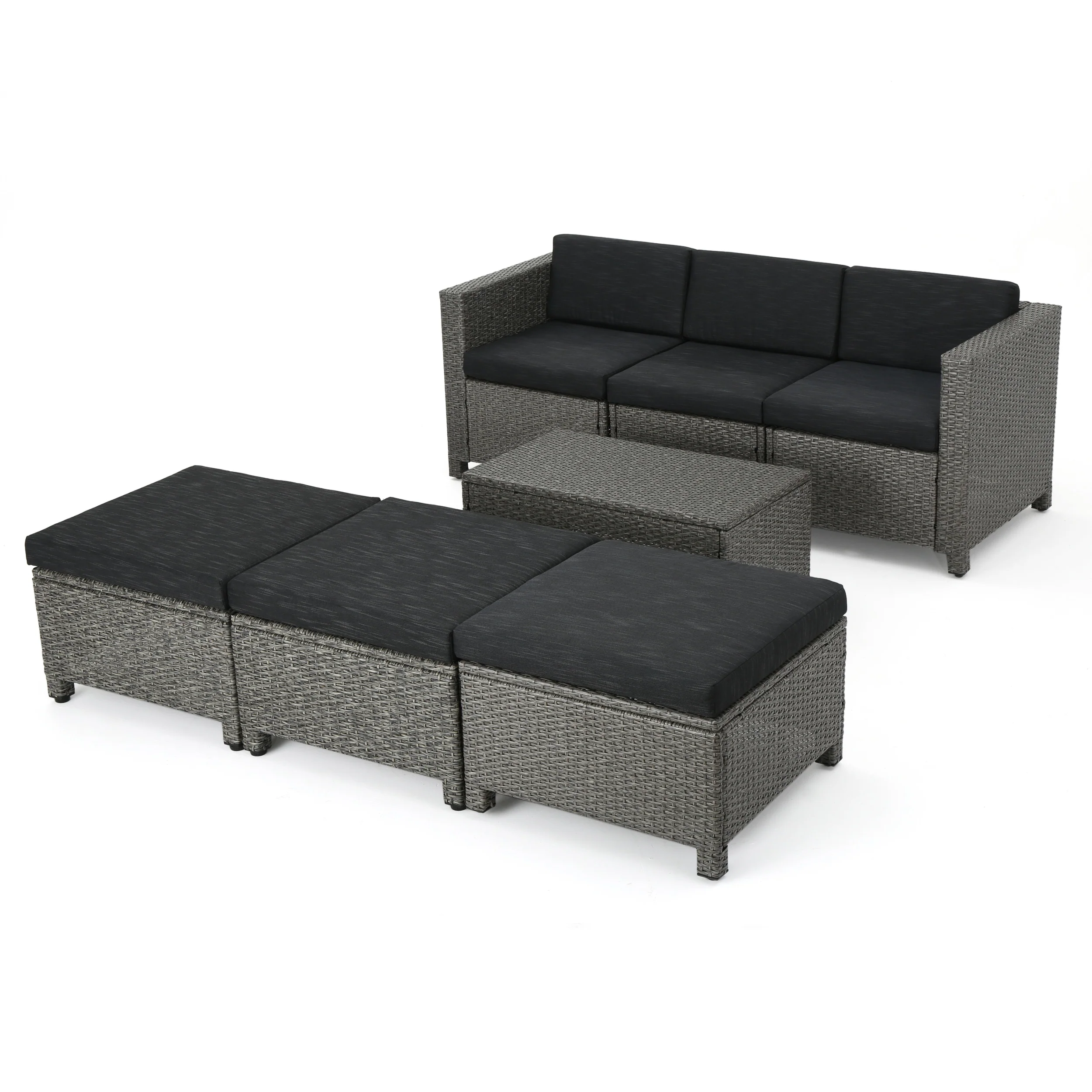 Pueblo Outdoor Wicker Daybed Set w/ Water Resistant Cushions - furnishings
