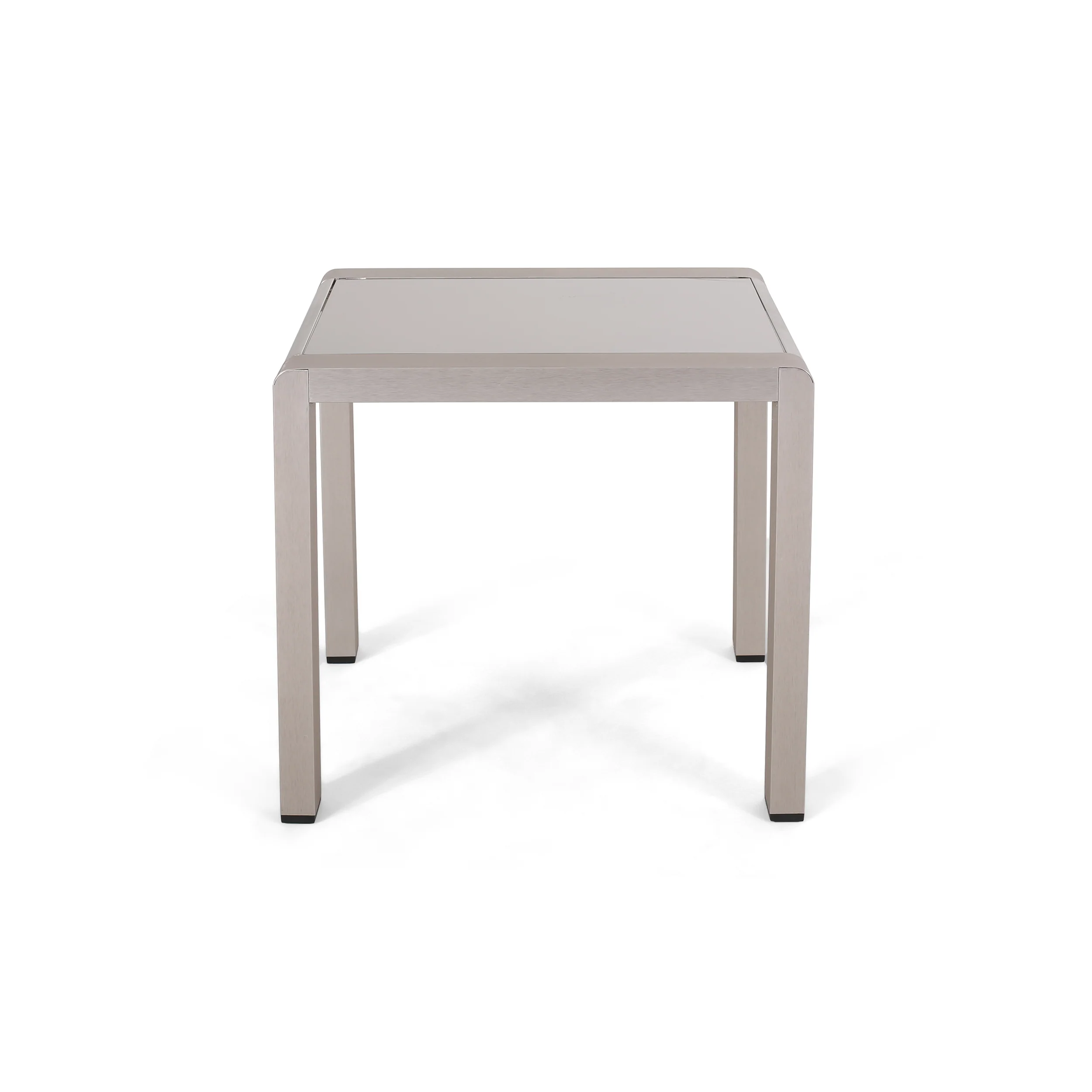 Giovanna Coral Outdoor Aluminum Side Table with Glass Top - furnishings