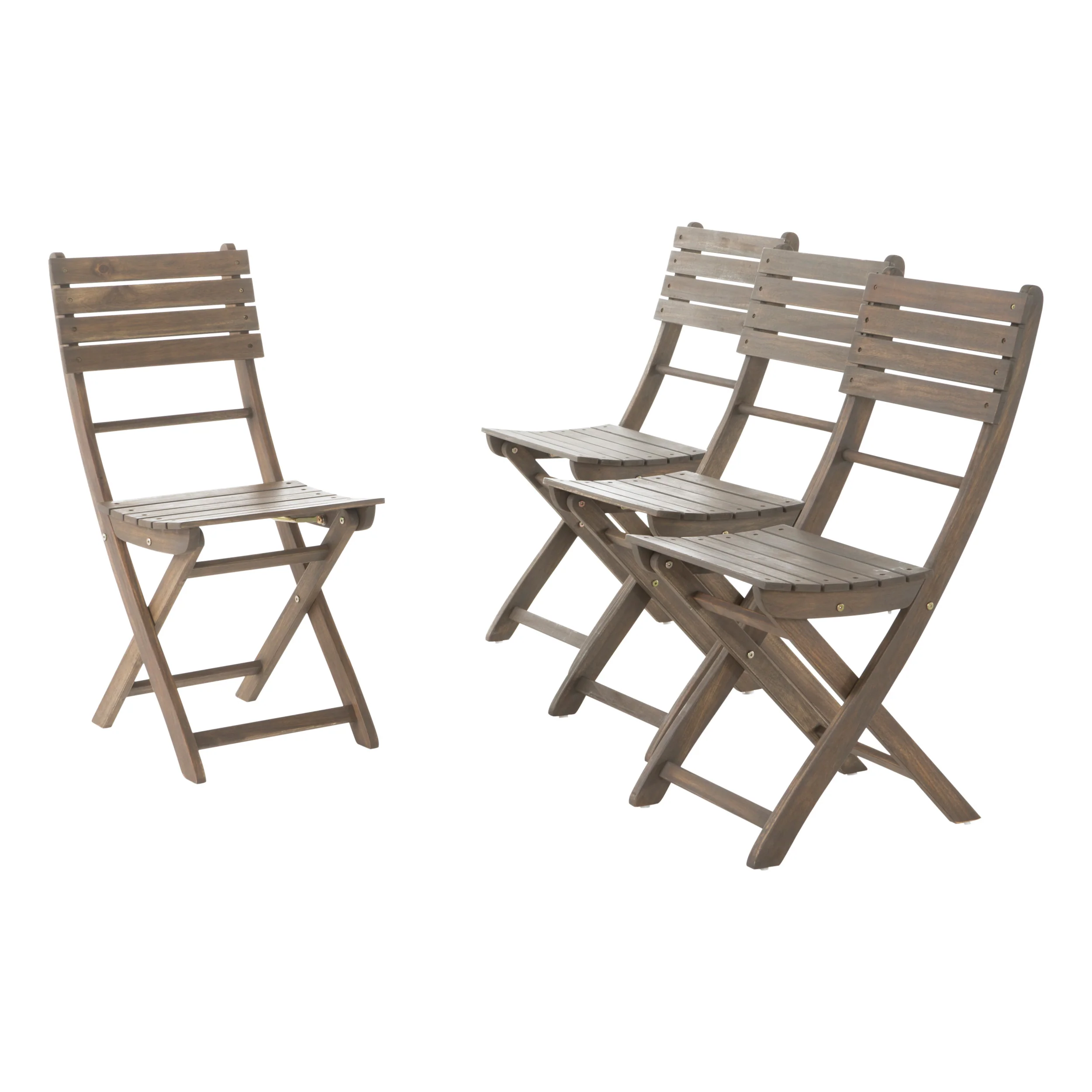 Vicaro Outdoor Grey Finish Acacia Wood Foldable Dining Chairs (Set of 4) - furnishings