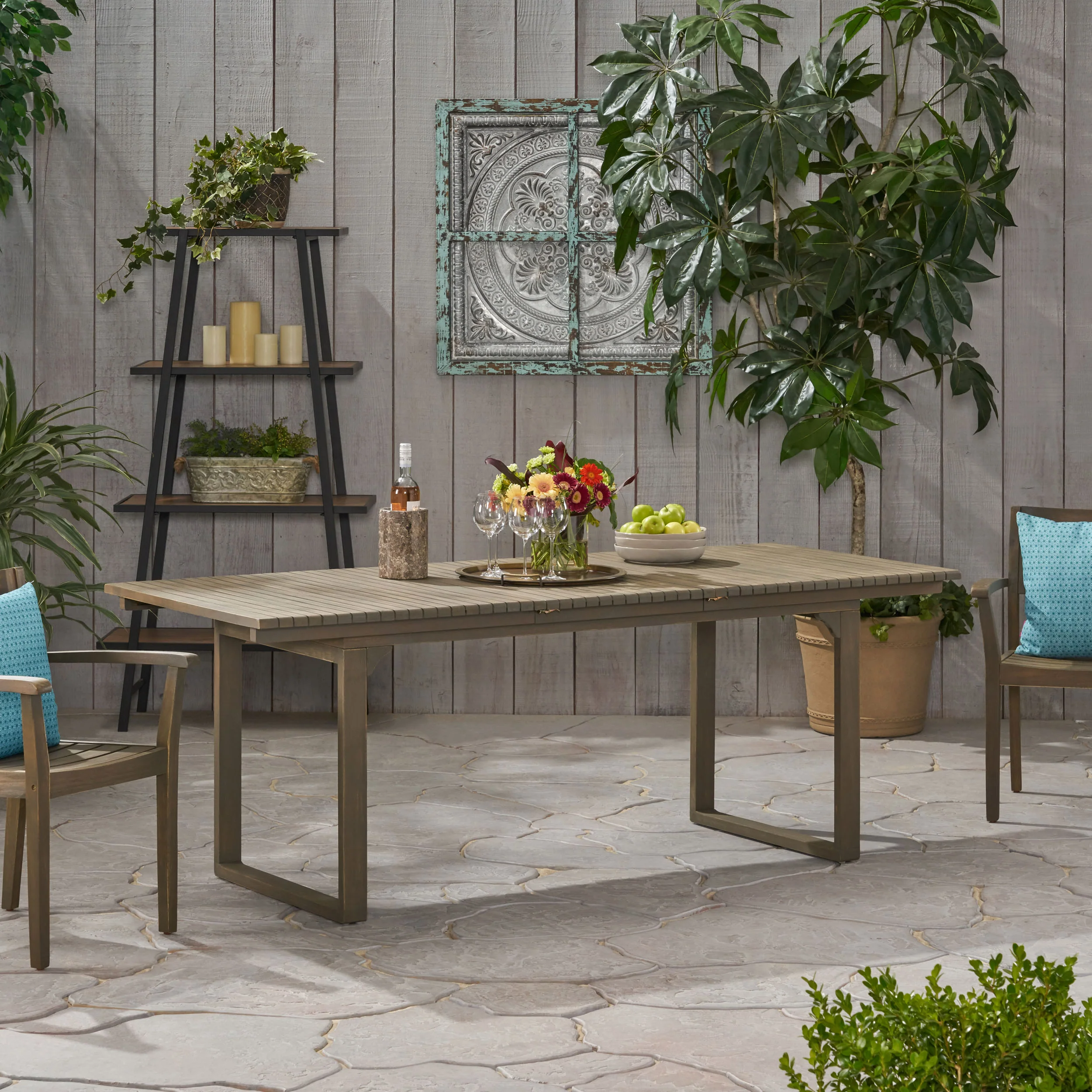 Yilia Outdoor Expandable Acacia Wood Dining Table - furnishings