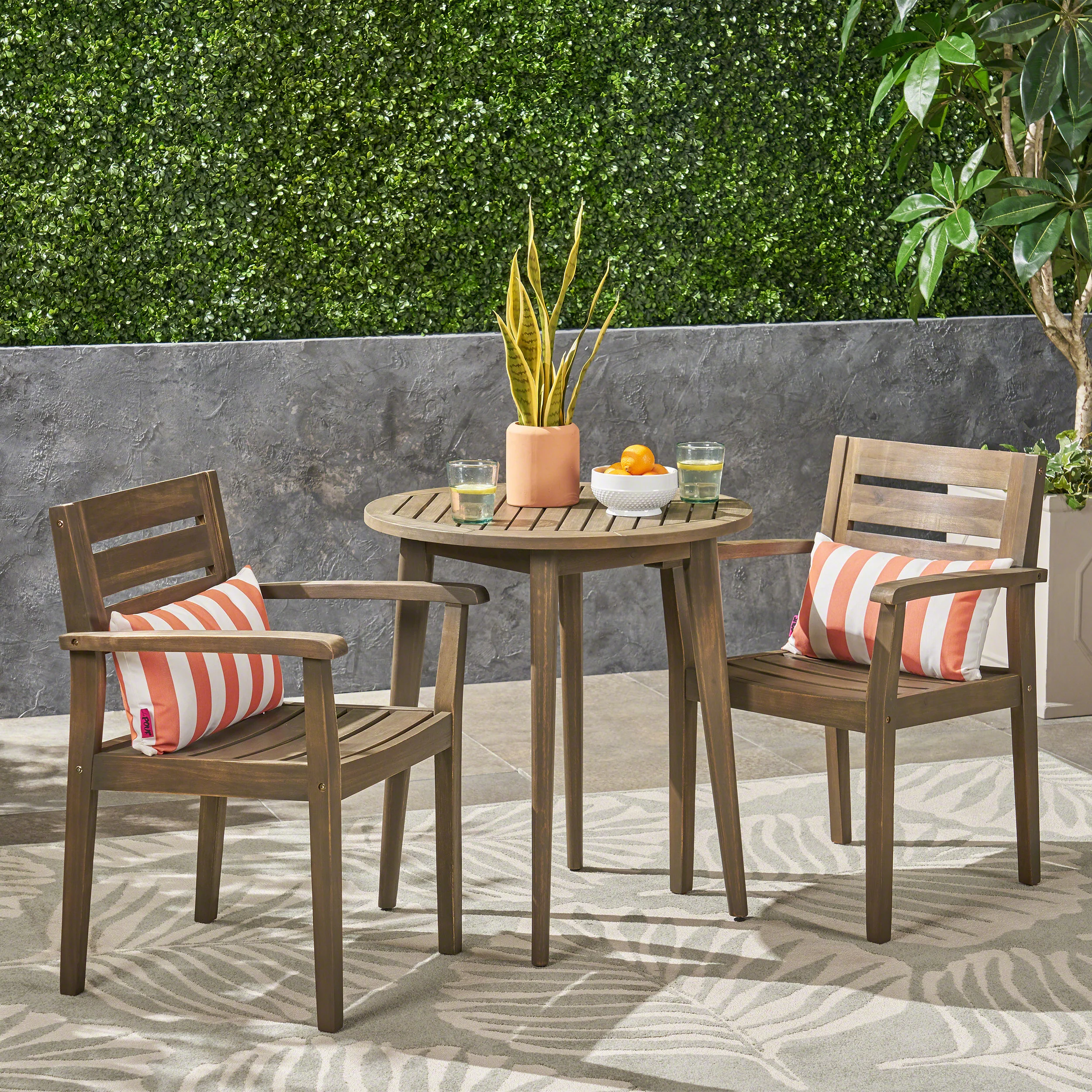Kuhn Outdoor 3 Piece Acacia Wood Bistro Set - furnishings