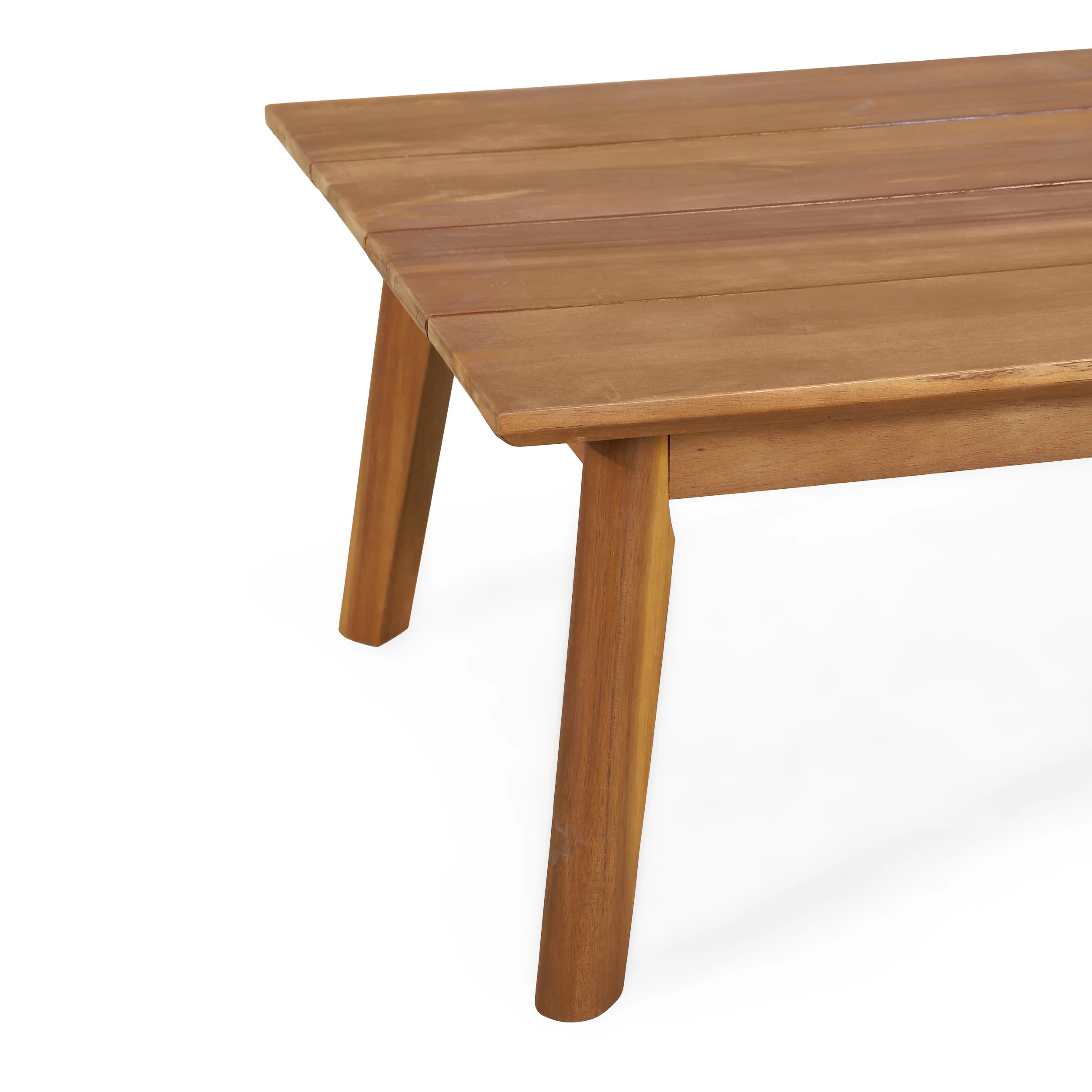 Aggie Outdoor Acacia Wood Loveseat and Coffee Table Set, Teak and White - furnishings