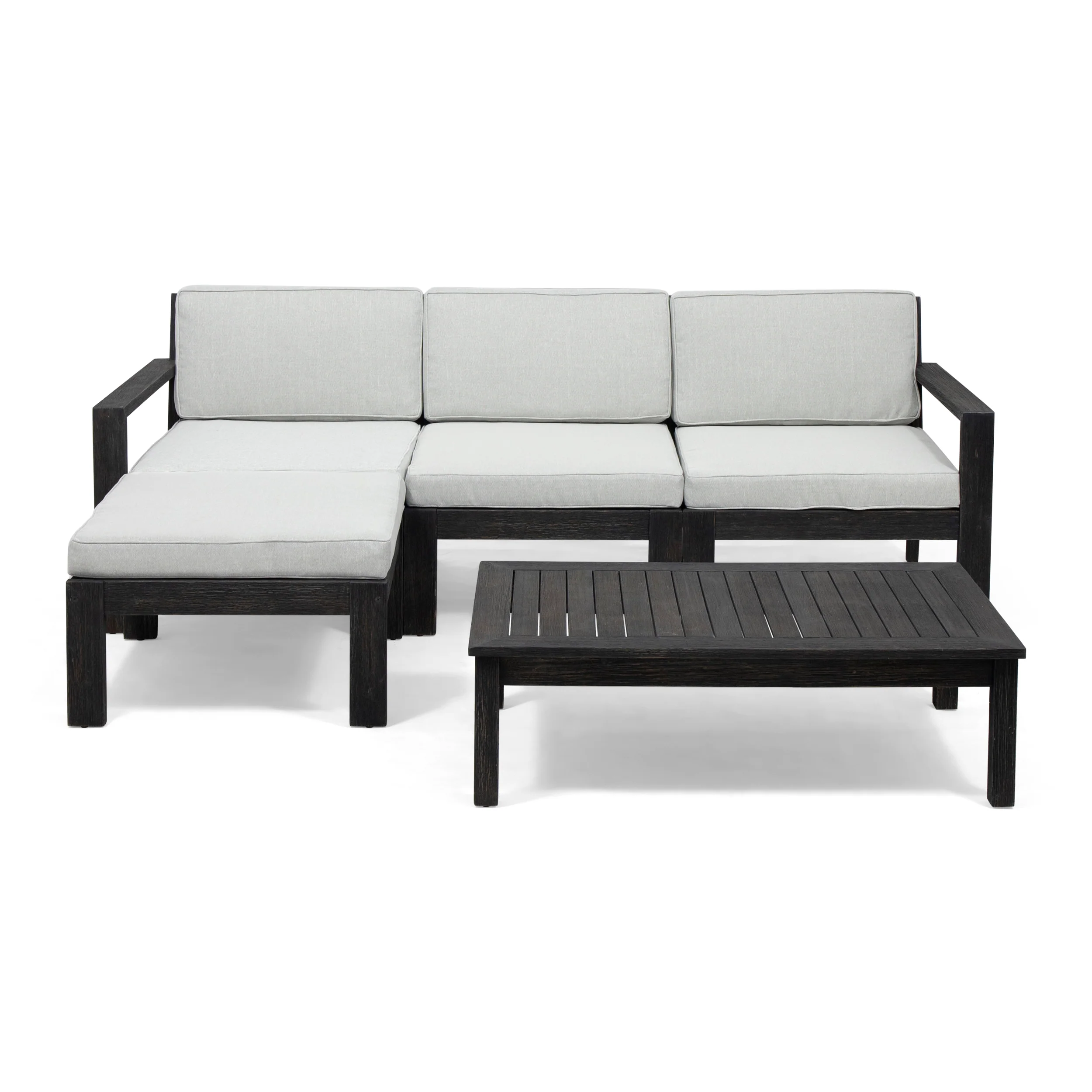 Makayla Ana Outdoor 3 Seater Acacia Wood Sofa Sectional with Cushions - furnishings