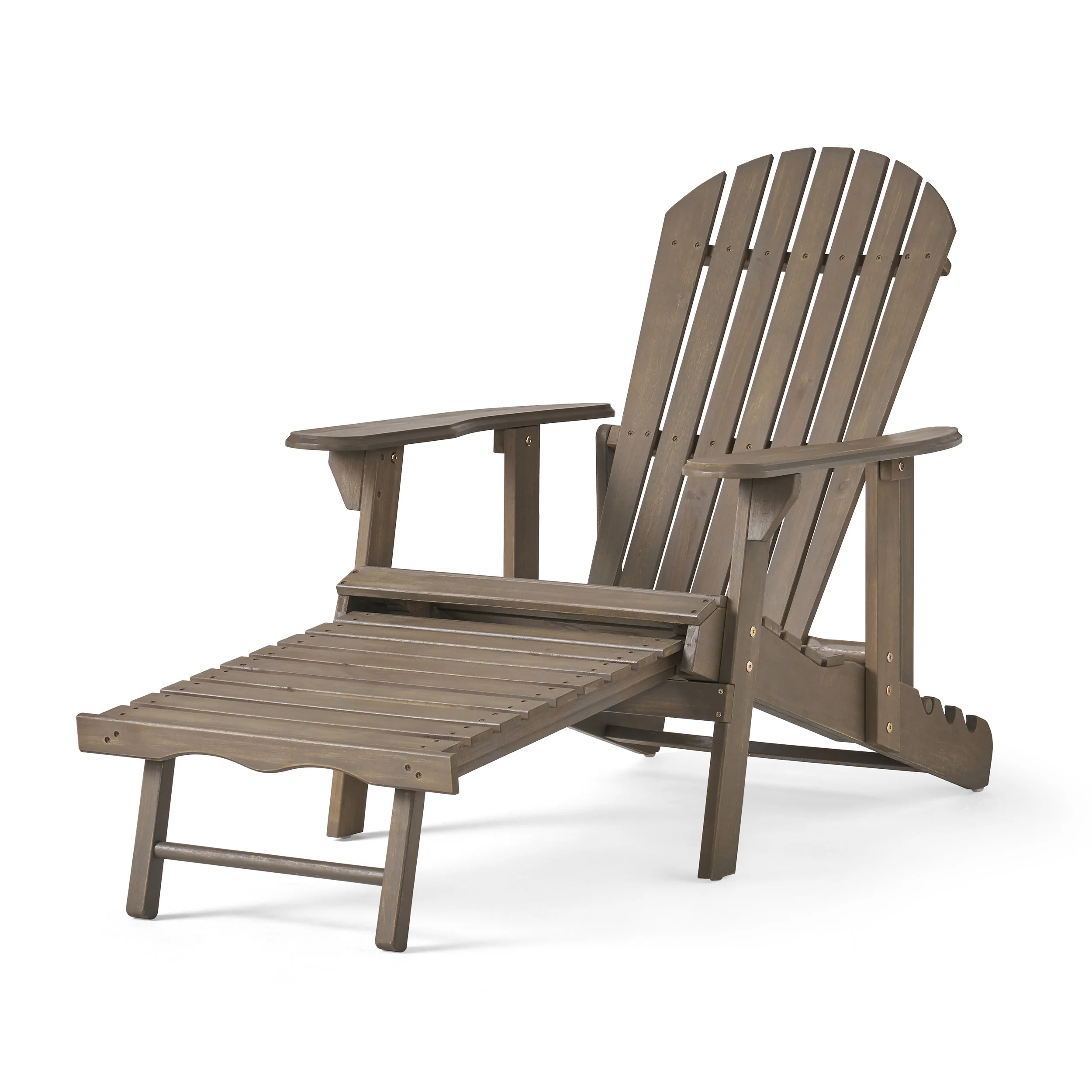 Kono Outdoor Acacia Wood Reclining Adirondack Chair with Footrest - furnishings