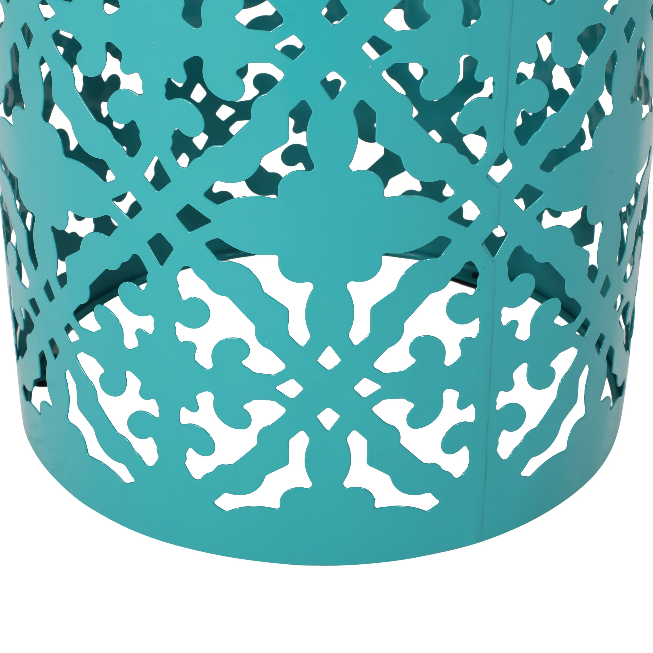 Kenzi Outdoor Lace Cut Side Table with Tile Top - furnishings
