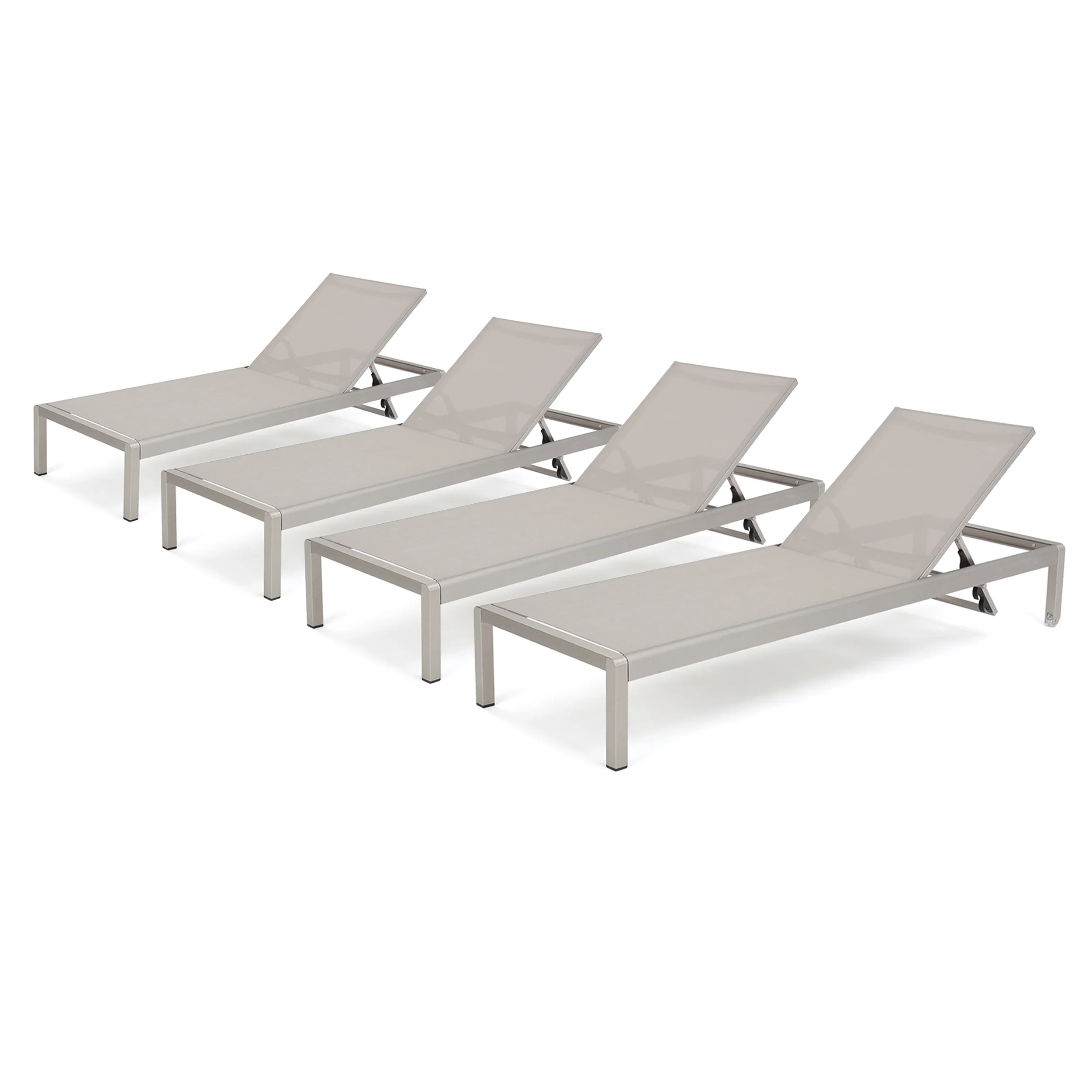 Cherie Modern Outdoor Gray Mesh Chaise Lounge with Wheels - furnishings