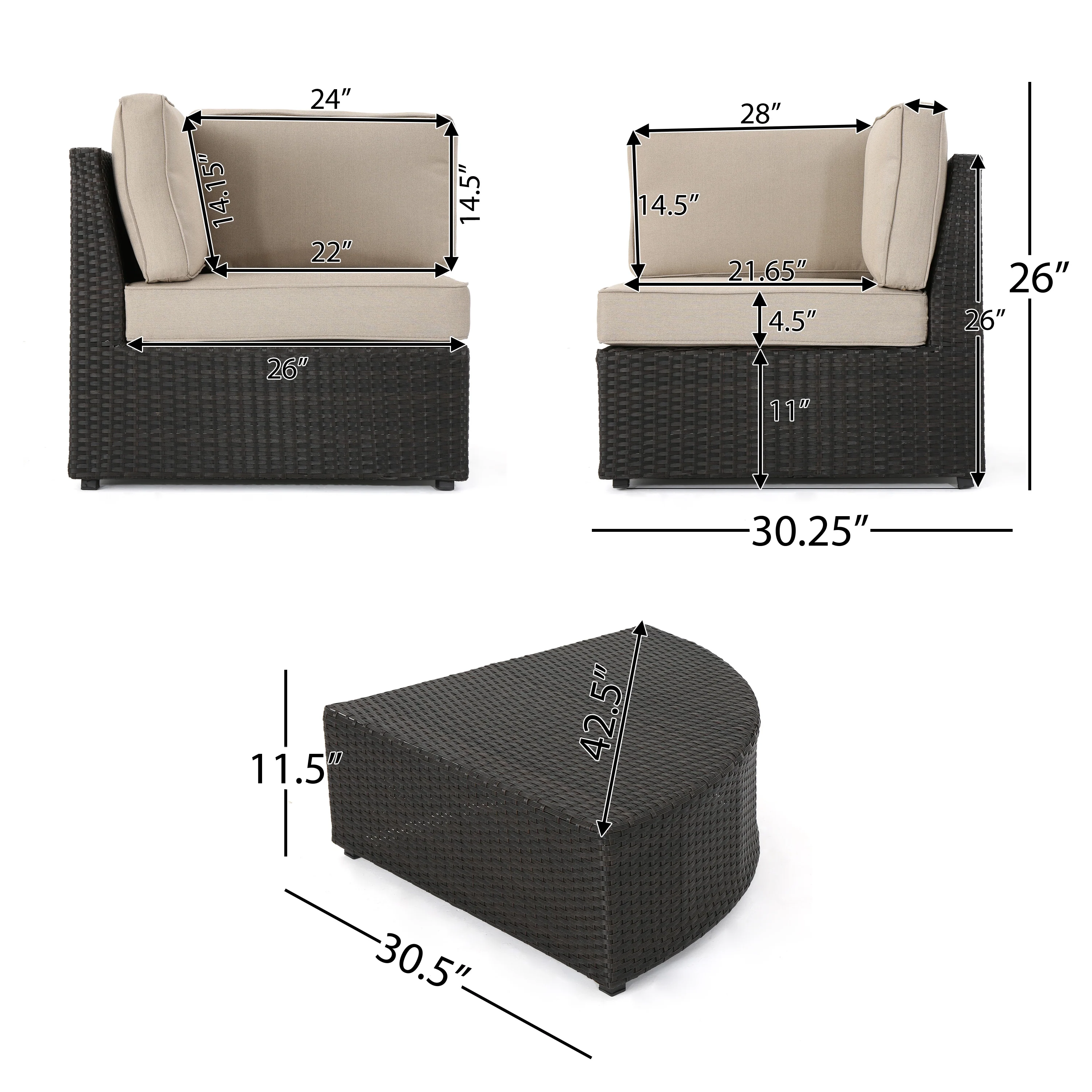 Reddington 7pc Outdoor Brown Wicker Sofa Set w/ Cushions - furnishings