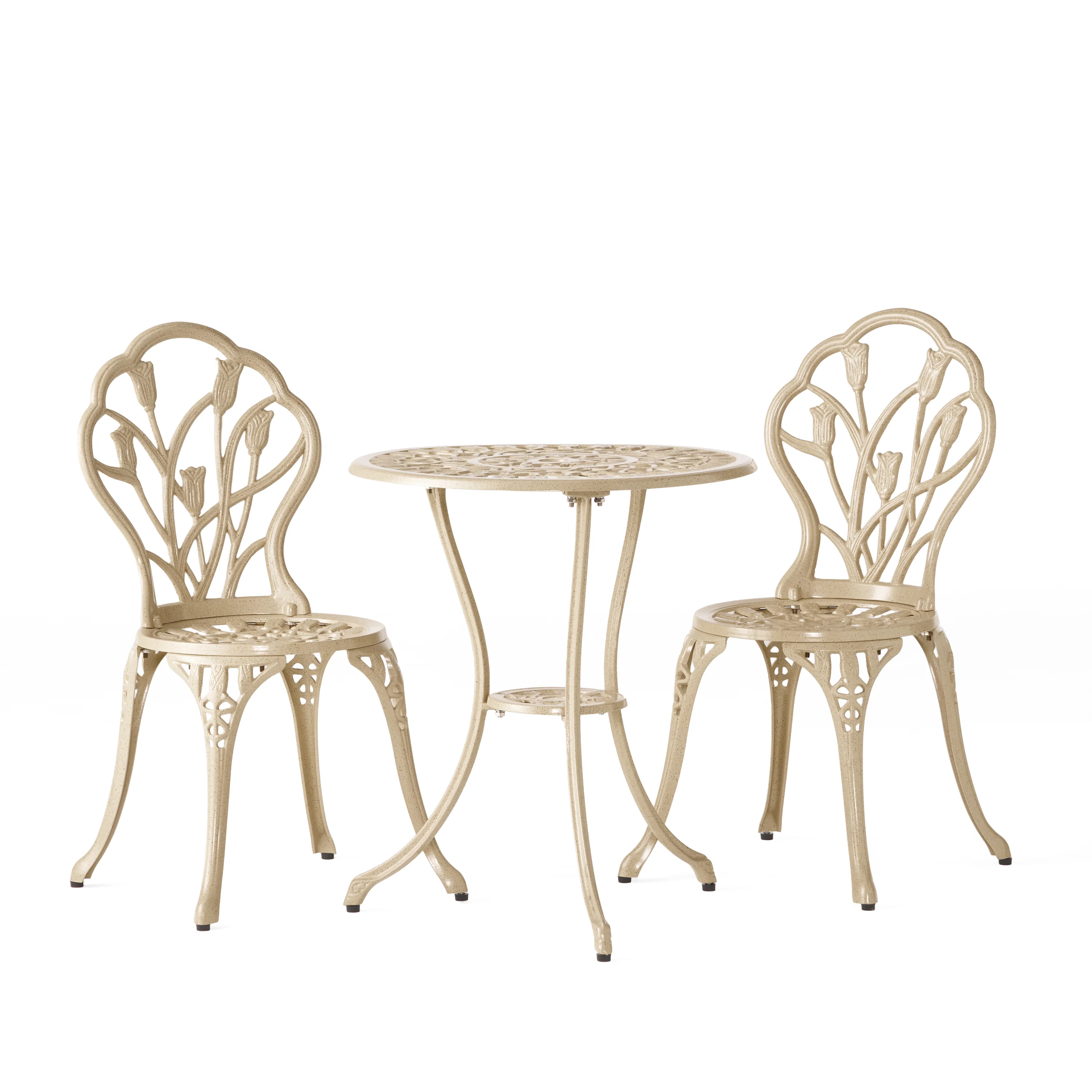 Sonoma Outdoor Vintage Style Cast Aluminum Bistro Set with Tulips - furnishings