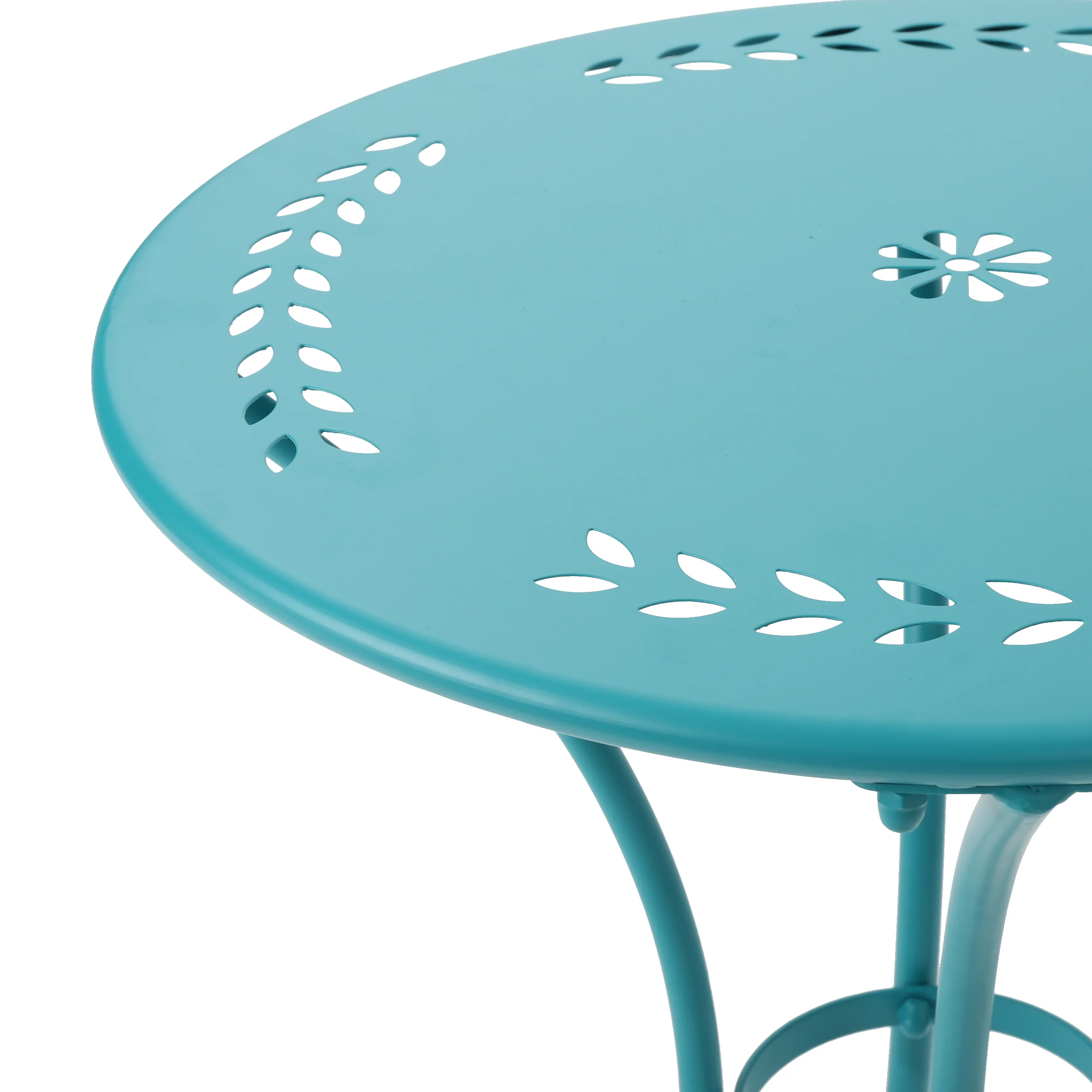 Leona Outdoor 3 Piece Paint Finished Iron Bistro Set - furnishings