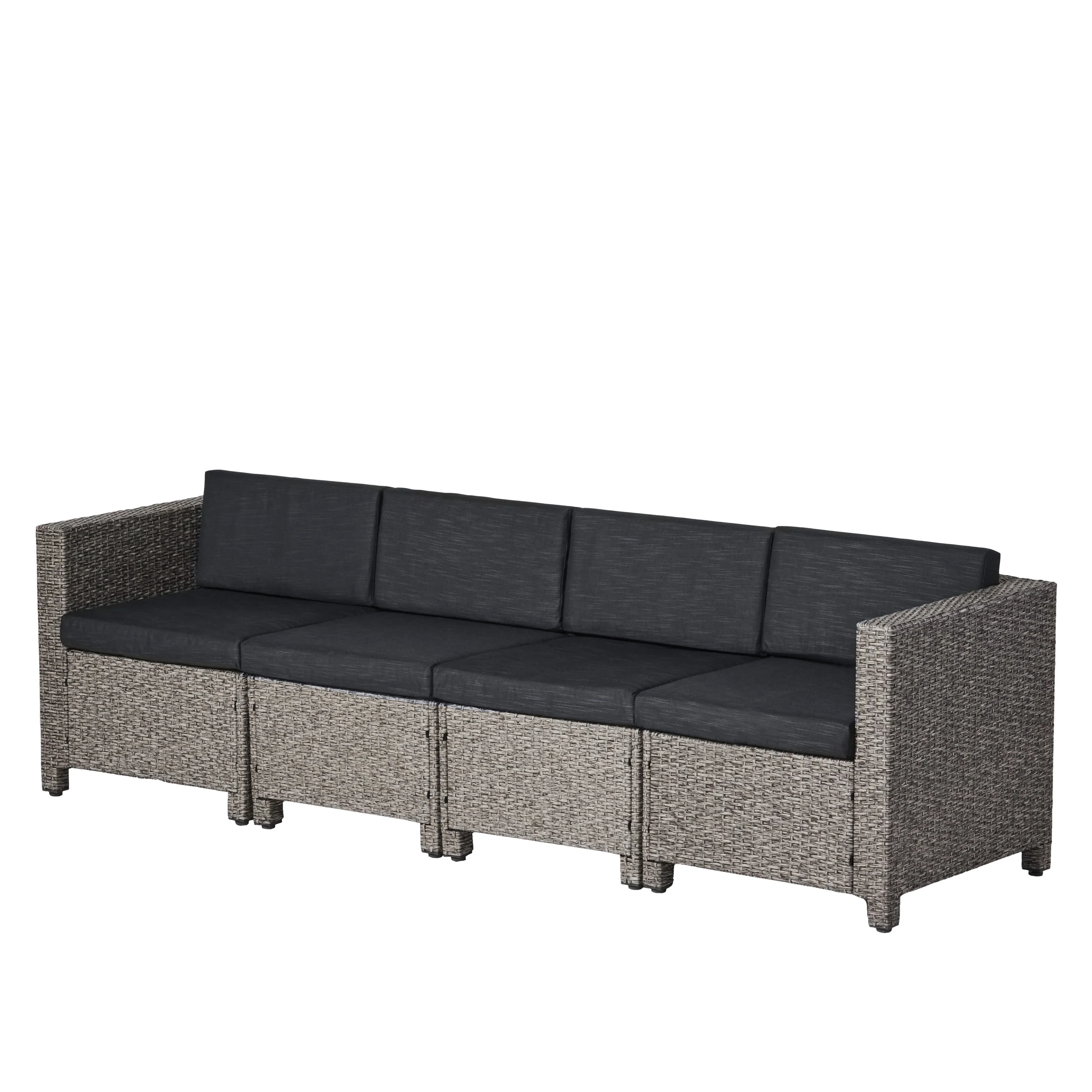 Venice Outdoor Wicker 4 Seater Sectional Sofa with Cushions - furnishings