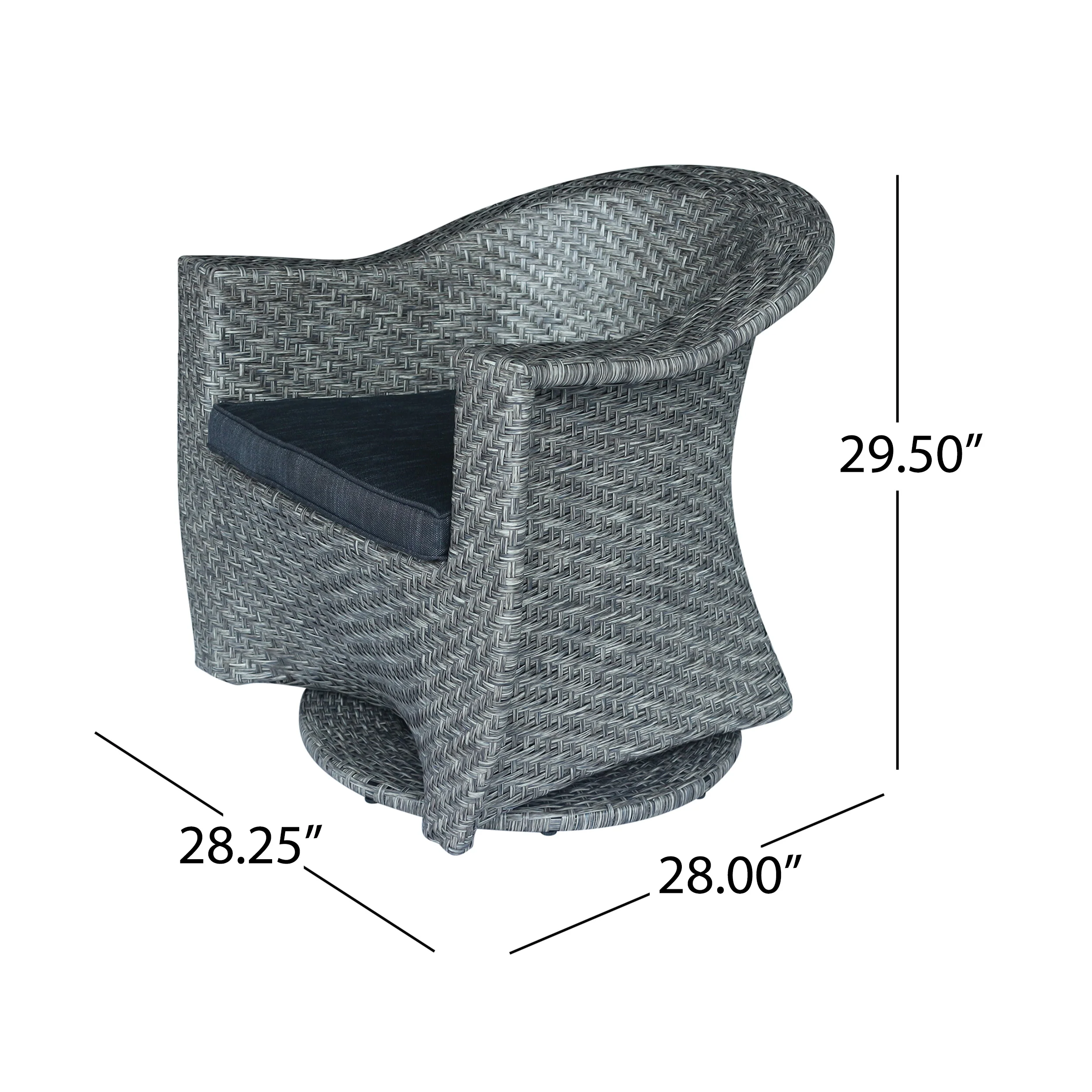Larchmont Patio Swivel Chairs, Wicker with Outdoor Cushions, Mixed Black and Dark Gray - furnishings