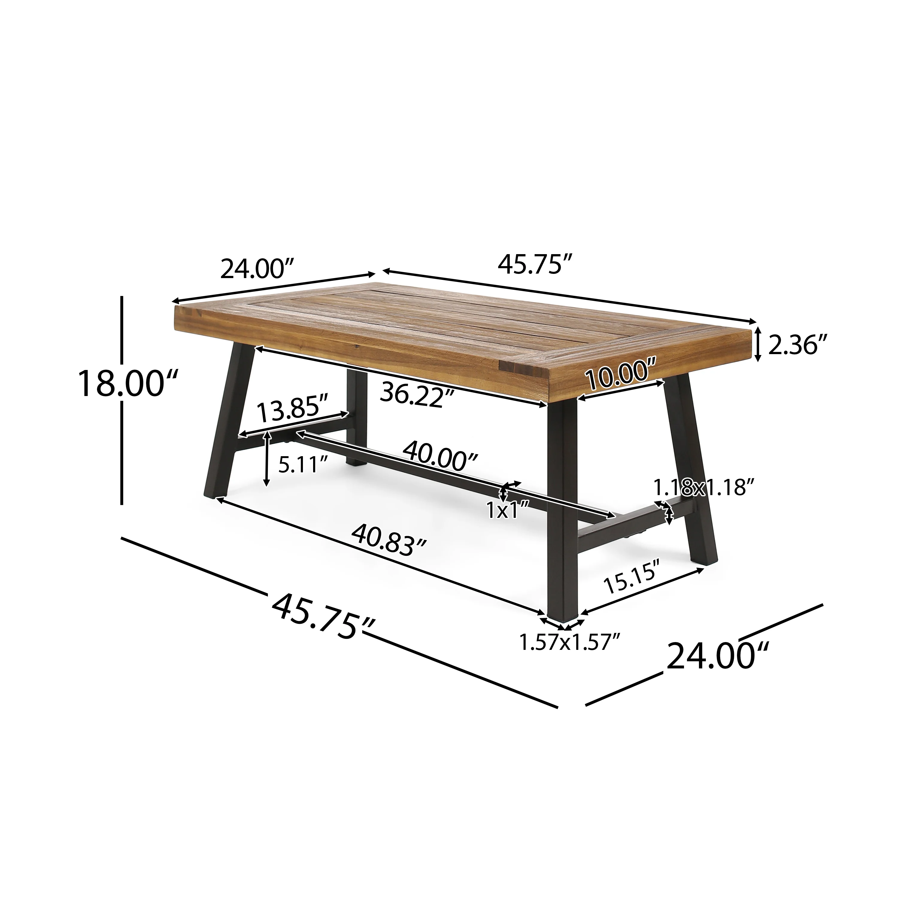 Jenny Outdoor Acacia Wood Coffee Table, Sandblast Finish - furnishings